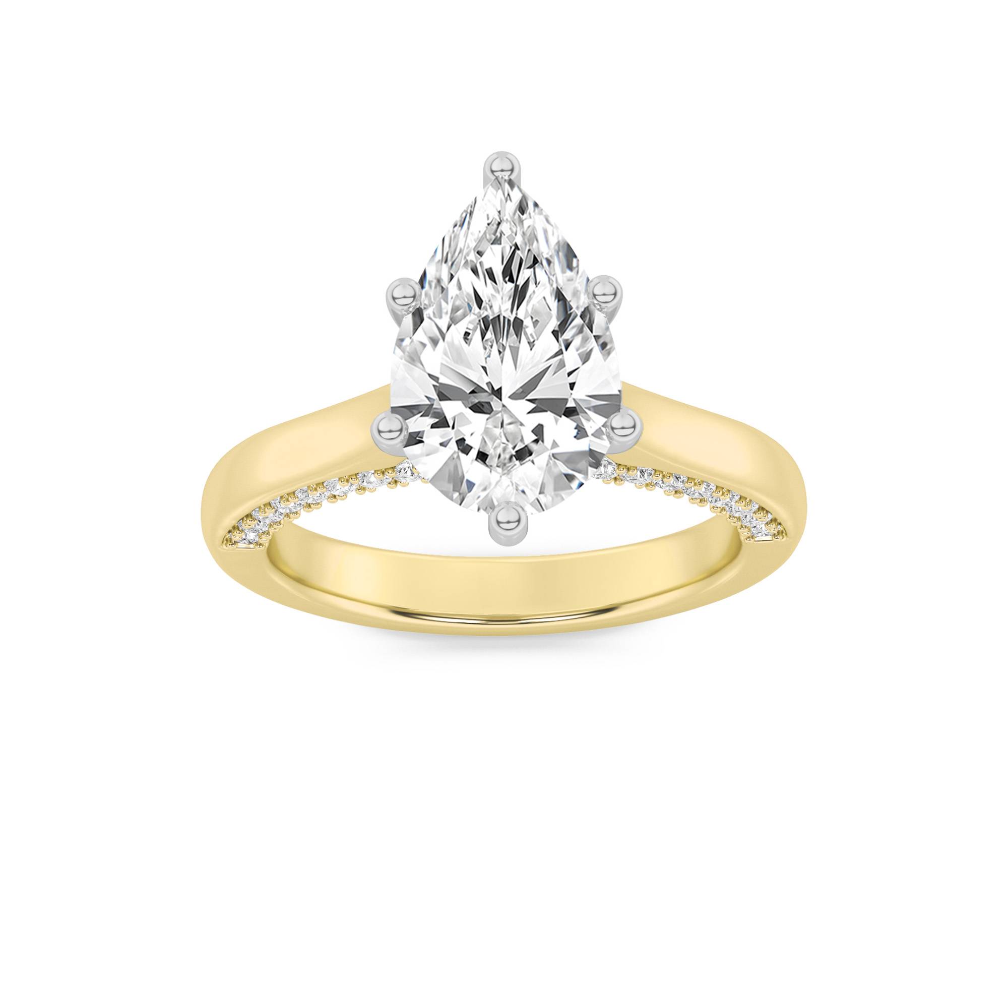 1.25 CT Pear Diamond Ring in 14K Yellow Gold|14K White Gold