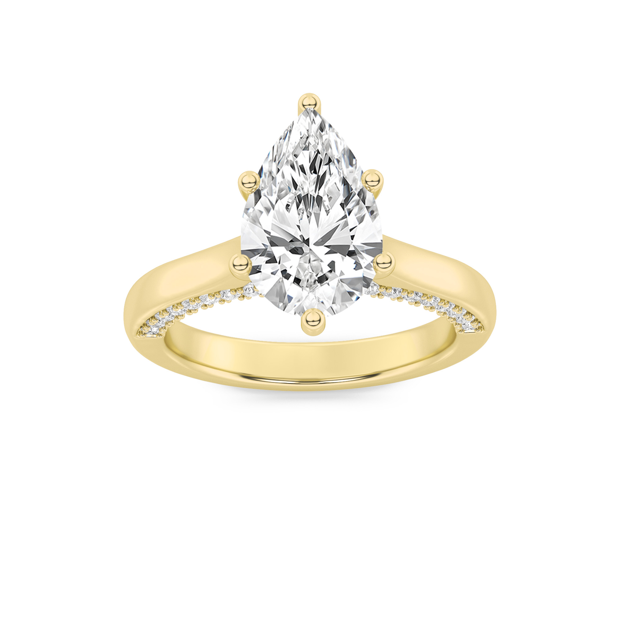 2.00 CT Pear Diamond Ring in 14K Yellow Gold