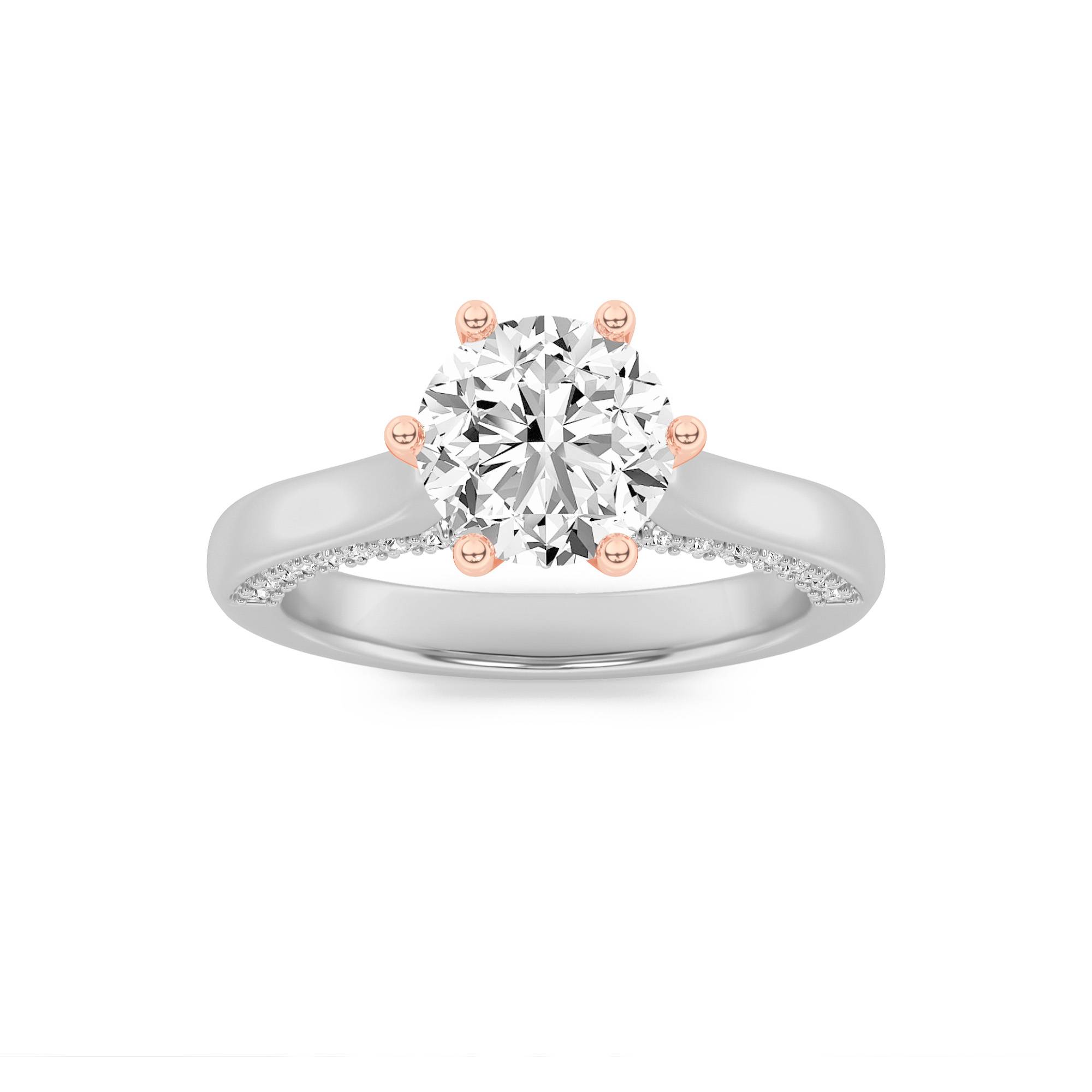 1.25 CT Round Diamond Ring in 14K White Gold|14K Rose Gold