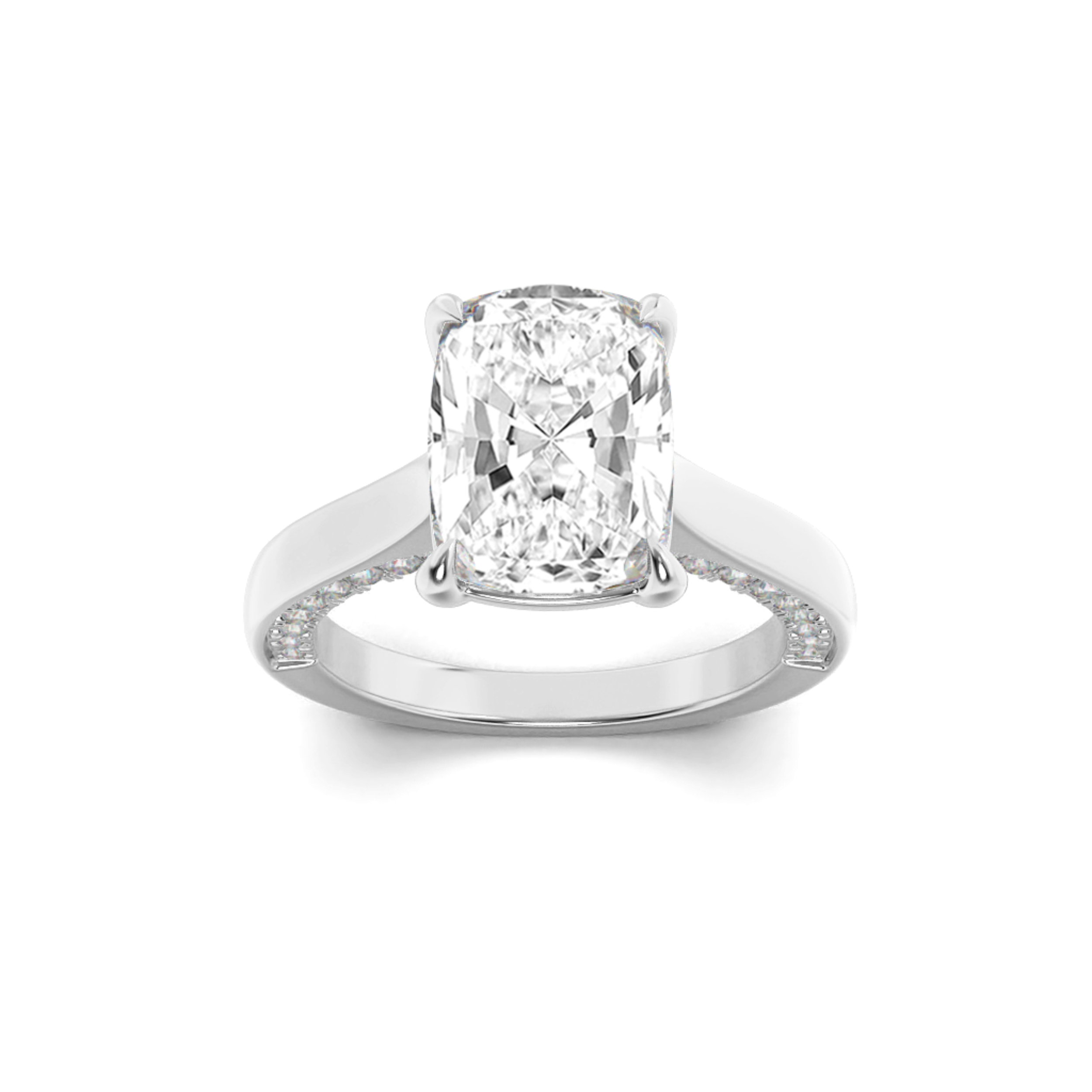2.50 CT Cushion Diamond Ring in 14K White Gold
