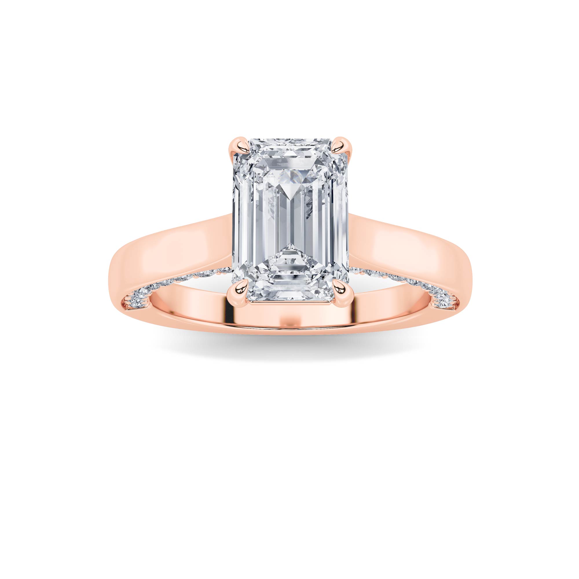 2.00 CT Emerald Diamond Ring in 14K Rose Gold