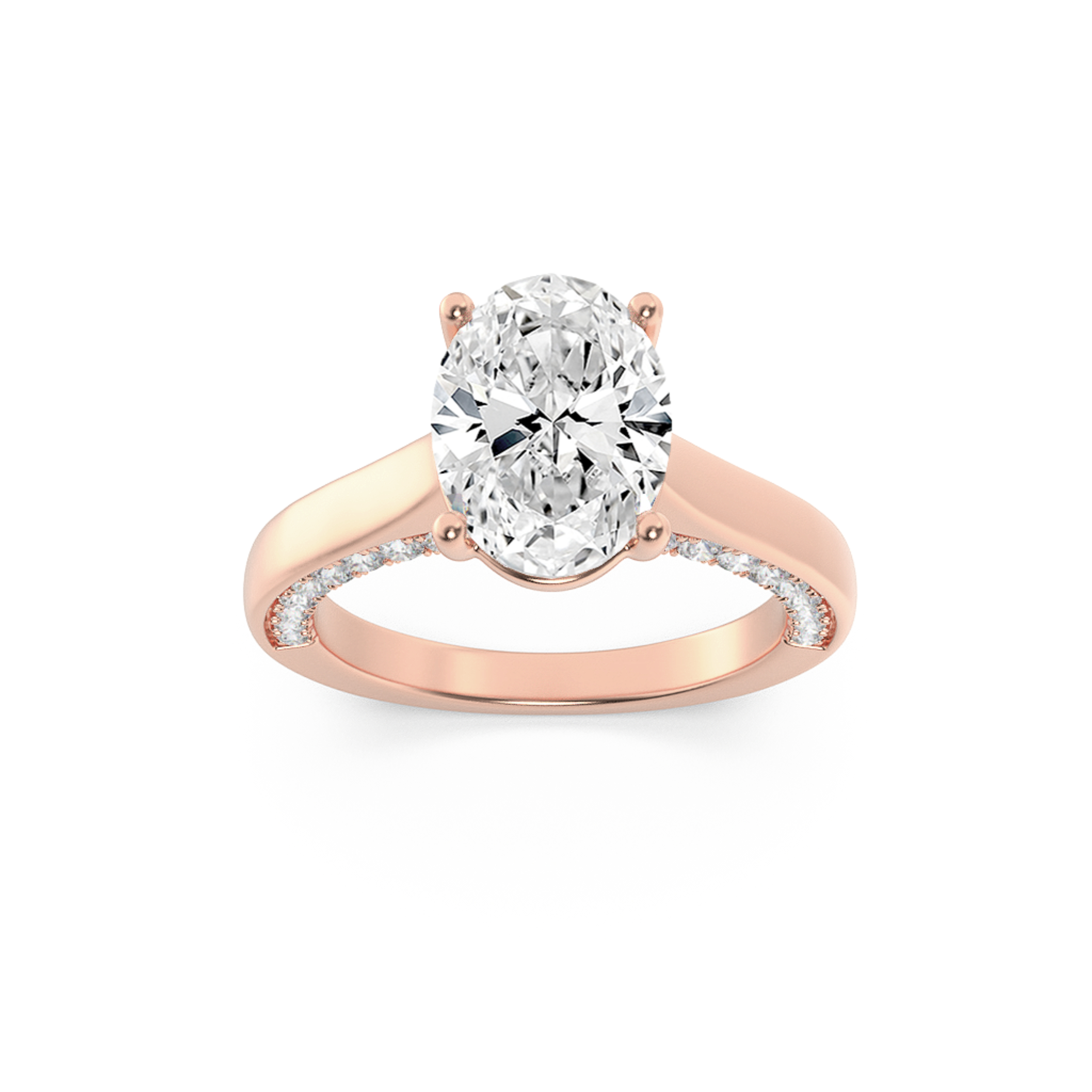 1.33 CT Oval Diamond Ring in 14K Rose Gold