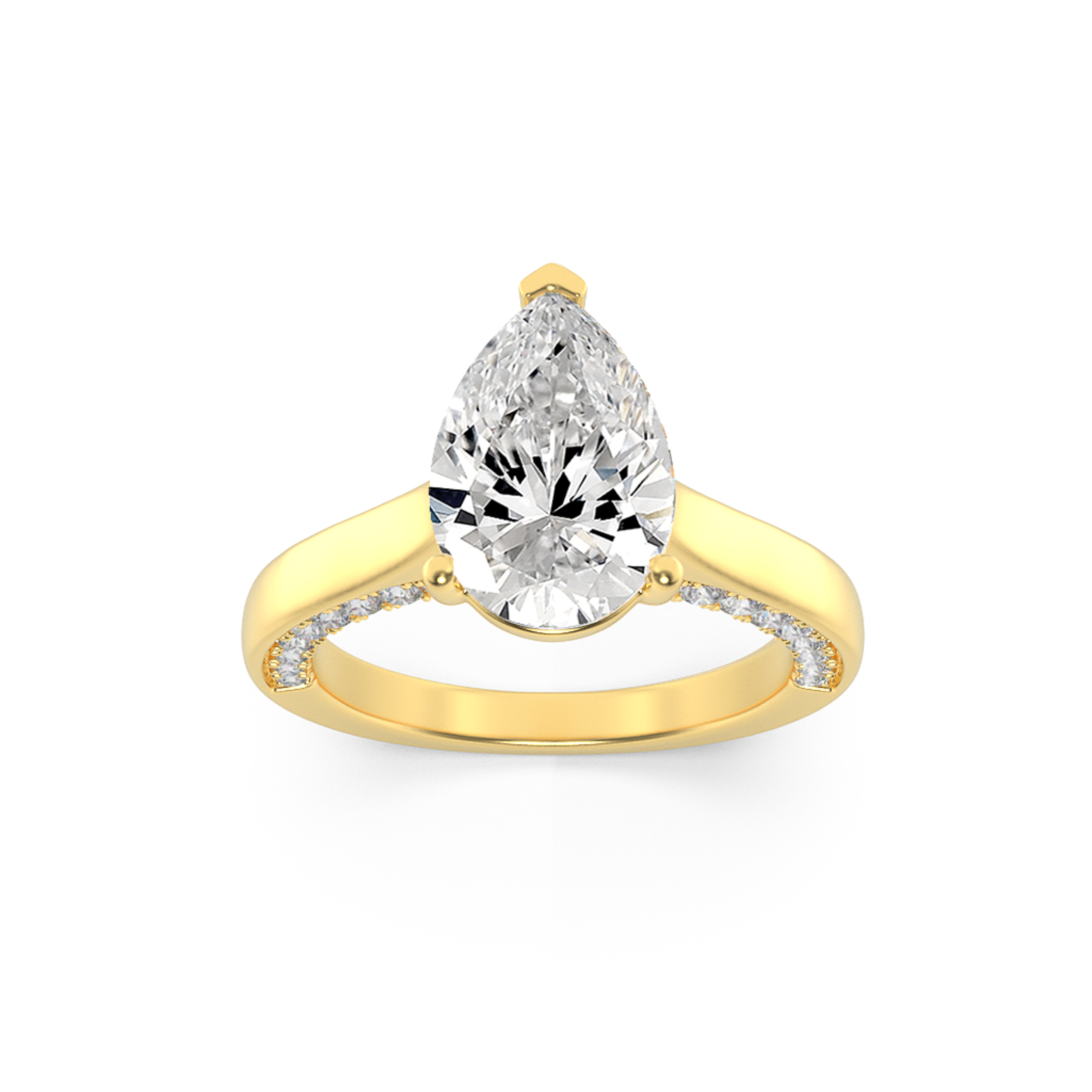 2.00 CT Pear Diamond Ring in 14K Yellow Gold
