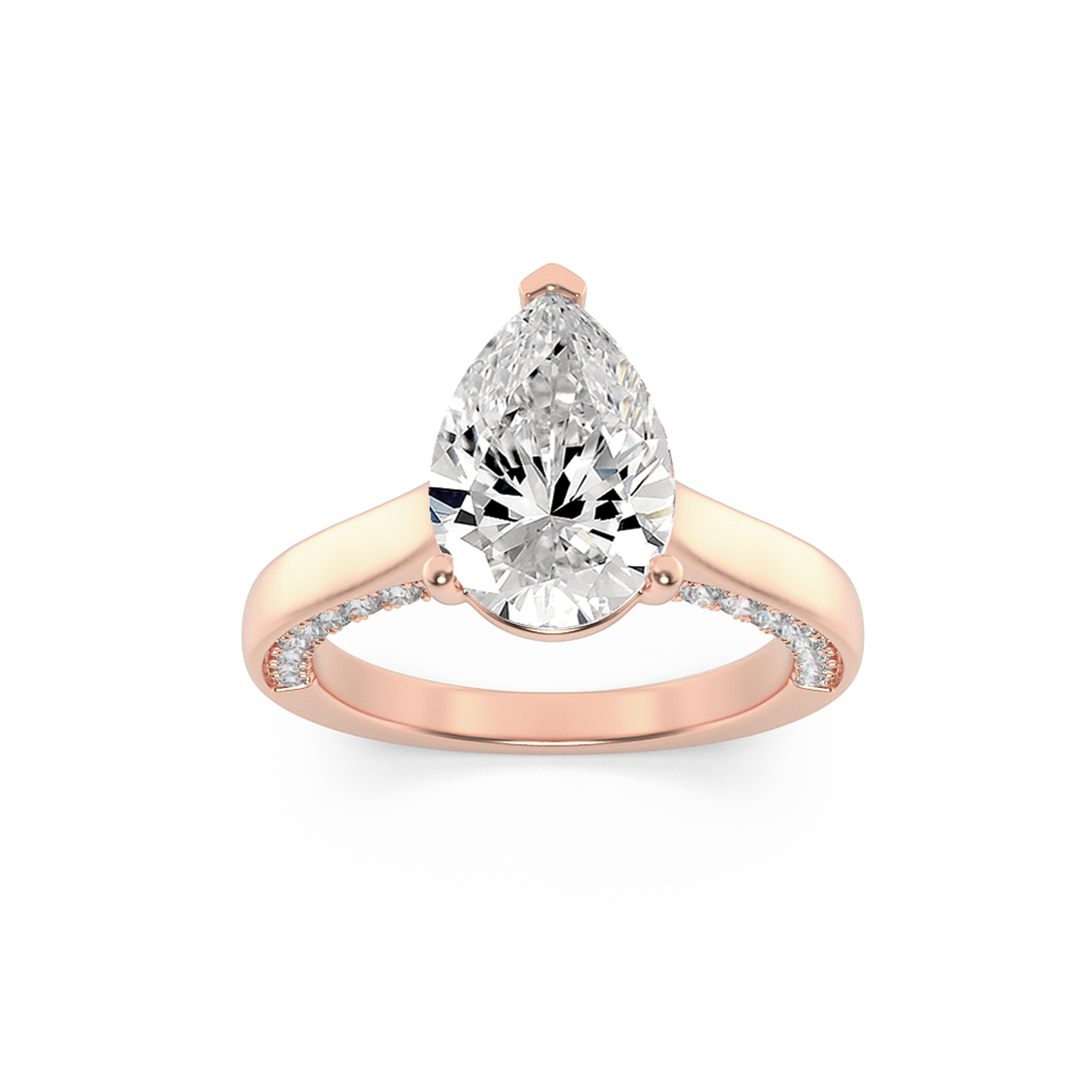 2.00 CT Pear Diamond Ring in 14K Rose Gold