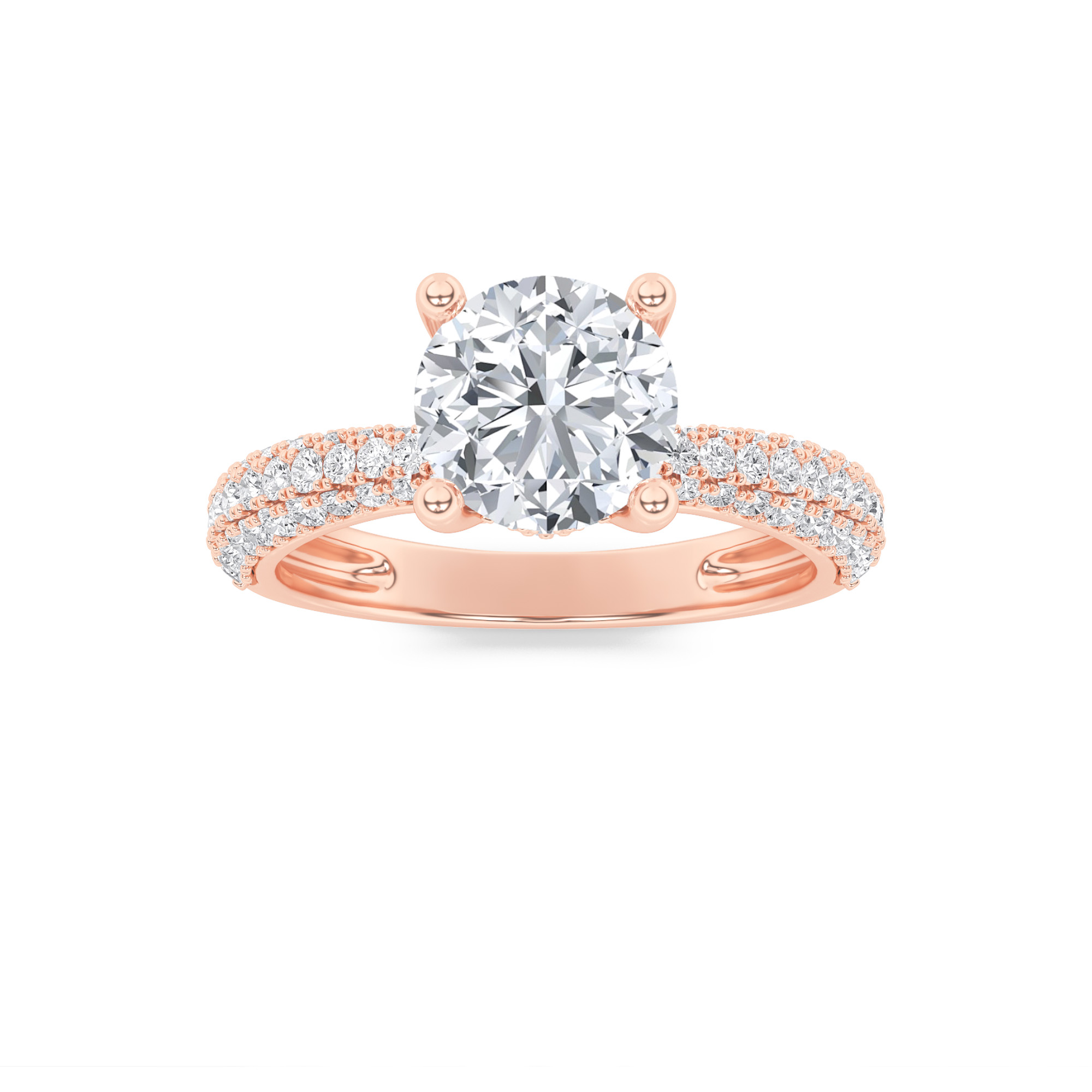 2.00 CT Round Diamond Ring in 14K Rose Gold