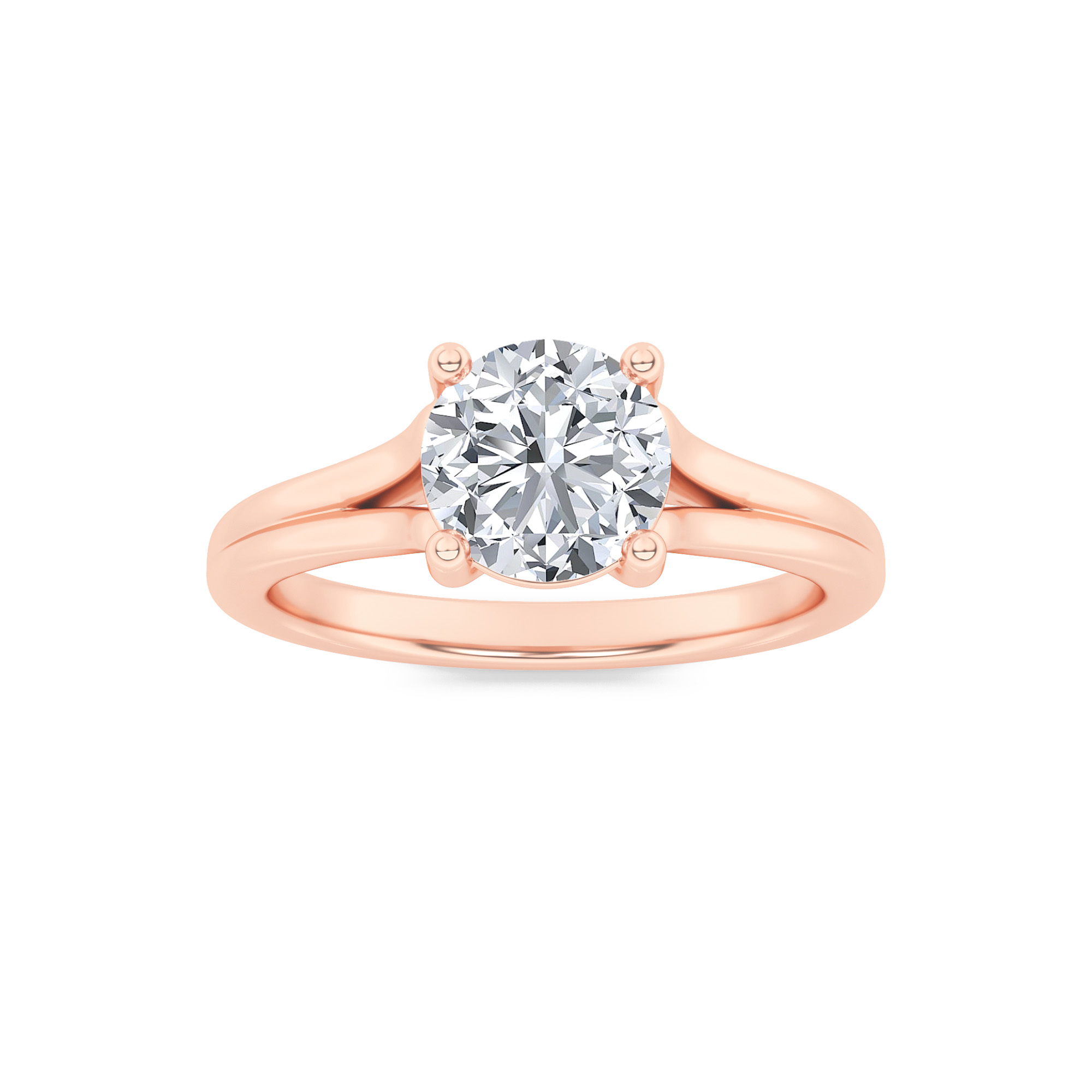 1.00 CT Round Diamond Ring in 14K Rose Gold