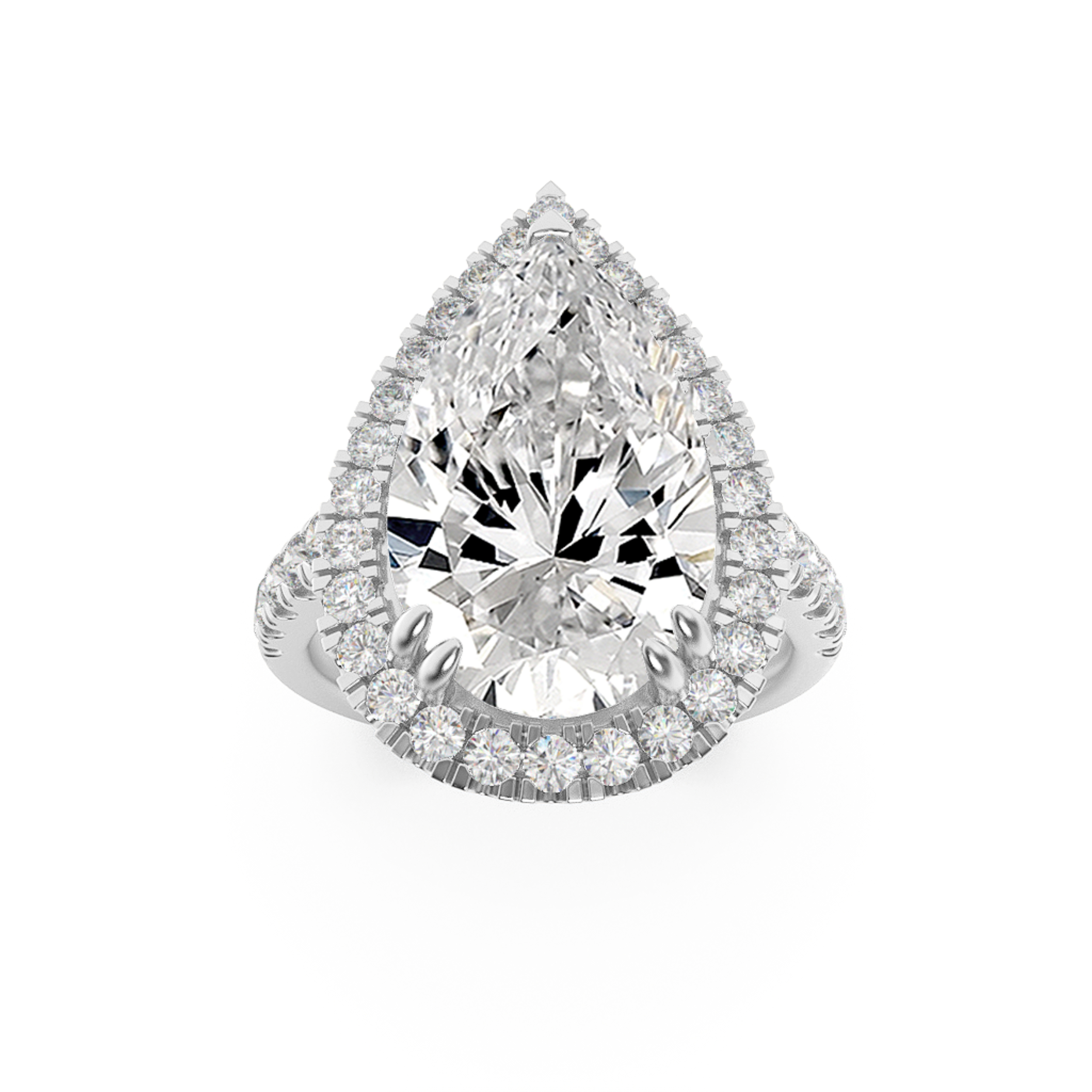 3.00 CT Pear Diamond Ring in 14K White Gold
