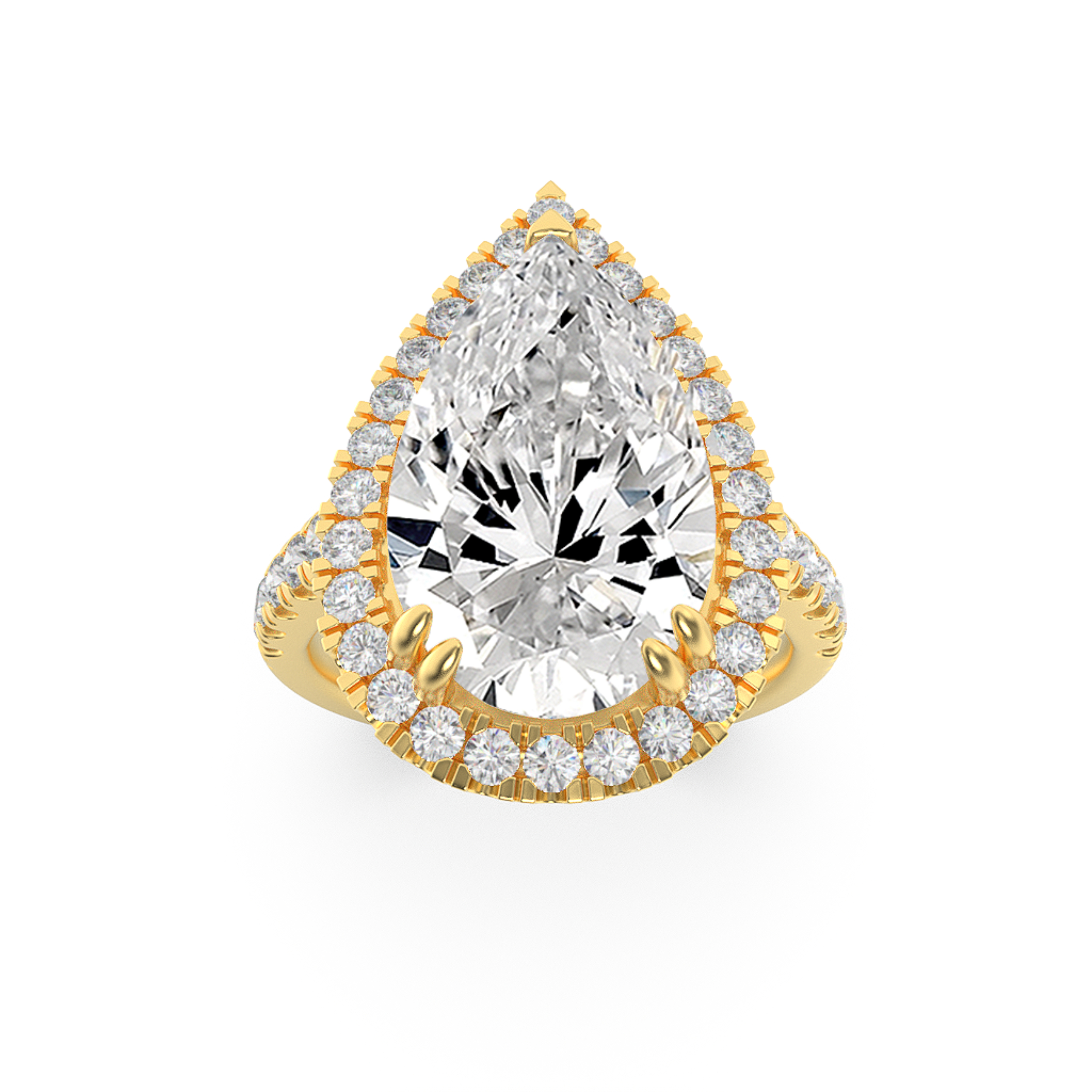 3.00 CT Pear Diamond Ring in 14K Yellow Gold