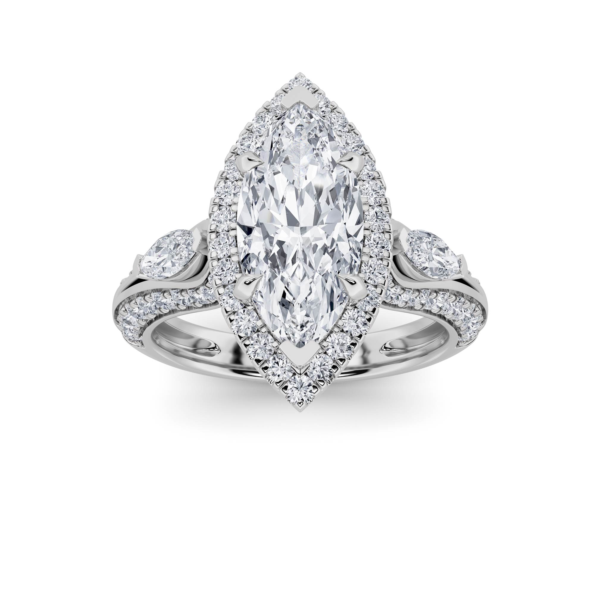3.00 CT Marquise Diamond Ring in 14K White Gold