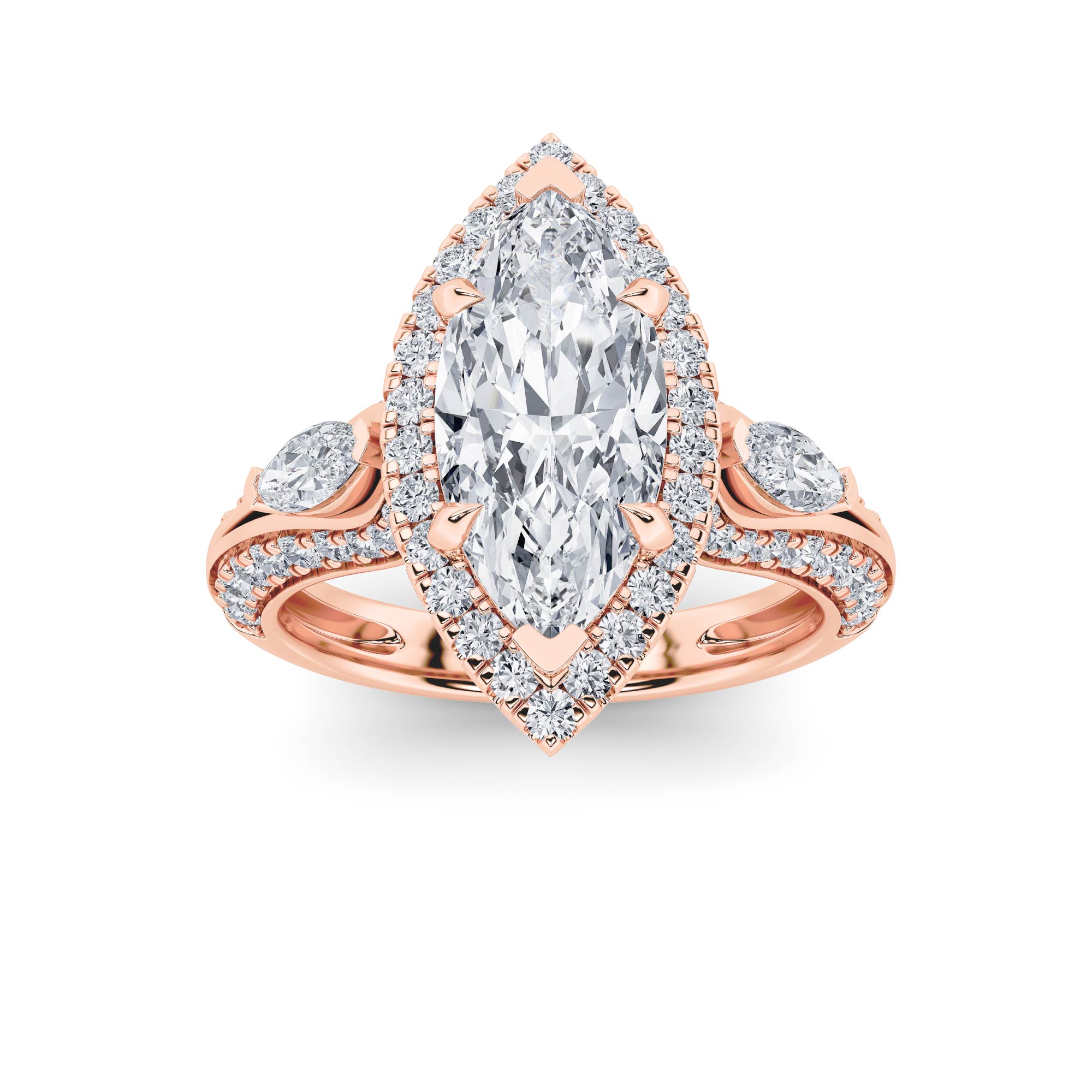 3.00 CT Marquise Diamond Ring in 14K Rose Gold