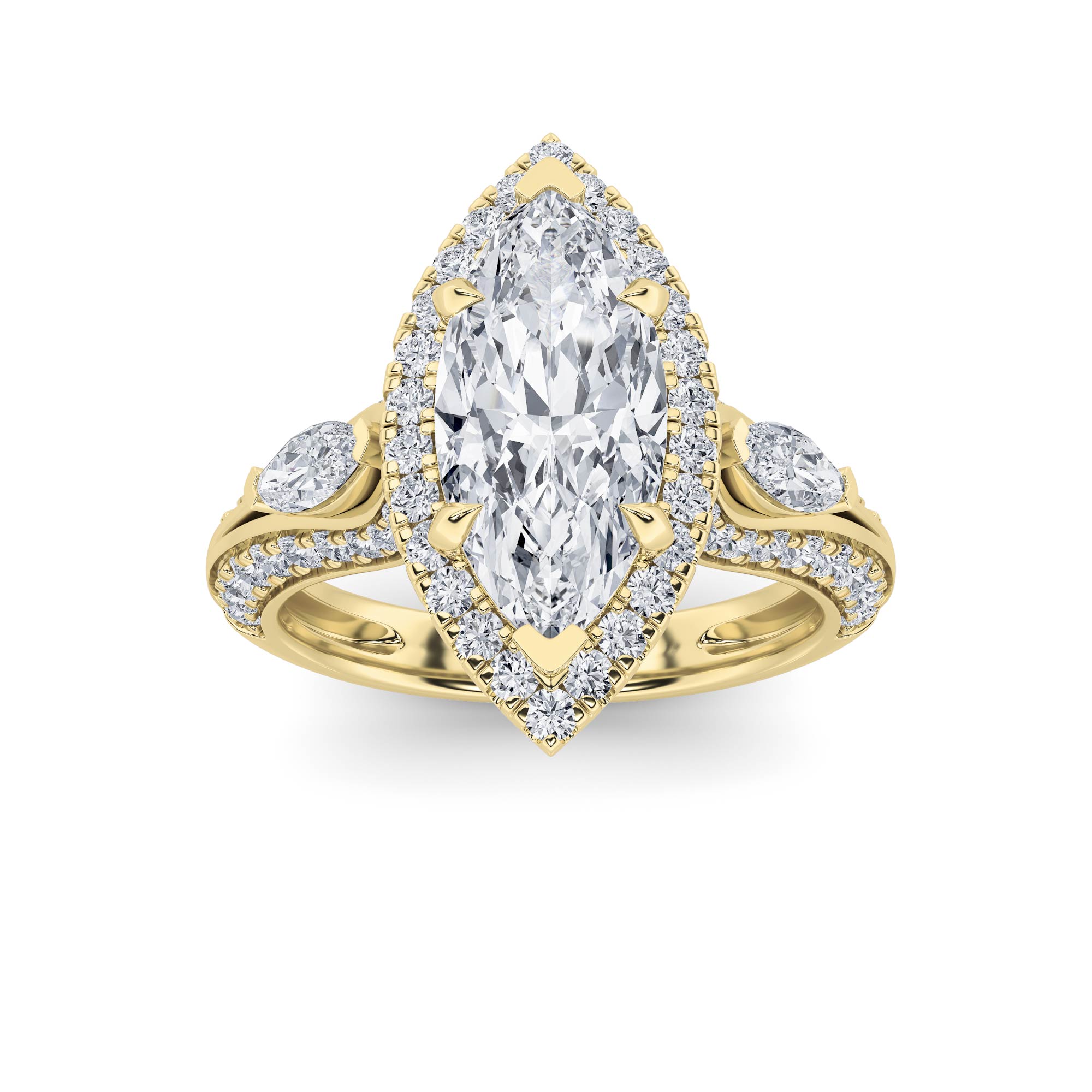 3.00 CT Marquise Diamond Ring in 14K Yellow Gold
