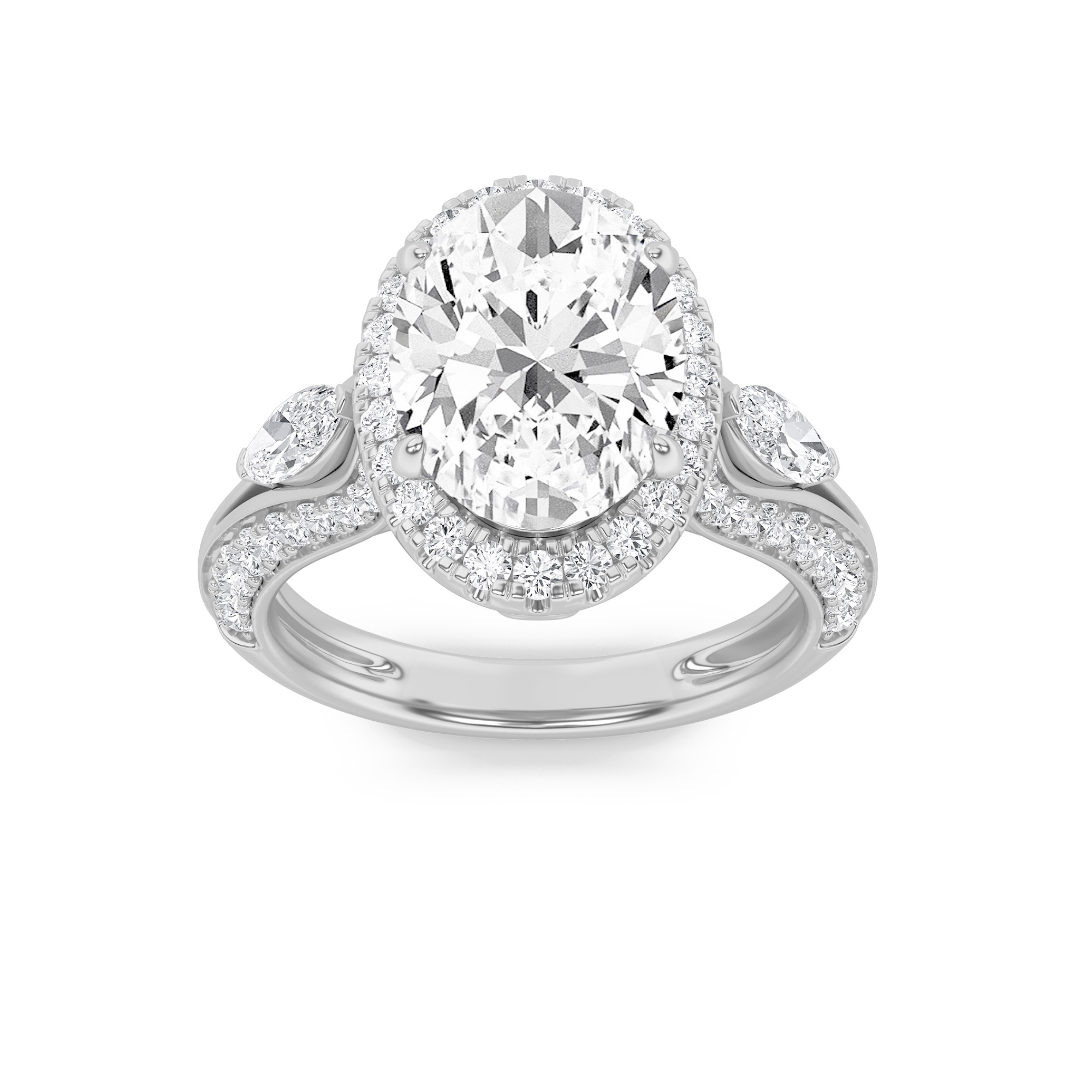 3.00 CT Oval Diamond Ring in 14K White Gold