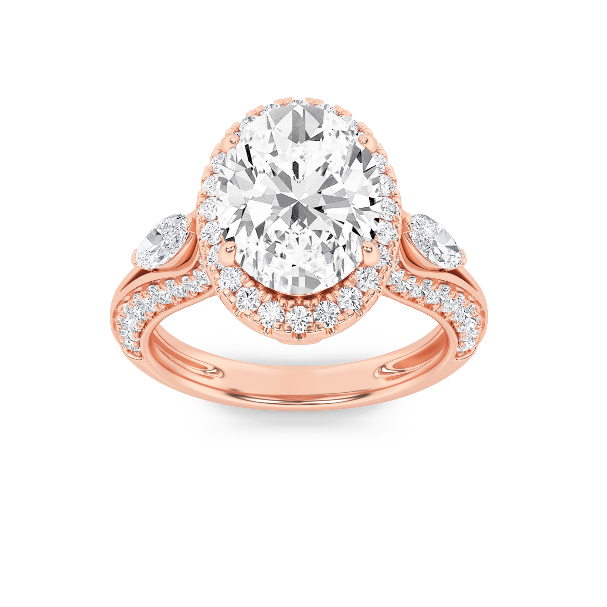3.00 CT Oval Diamond Ring in 14K Rose Gold