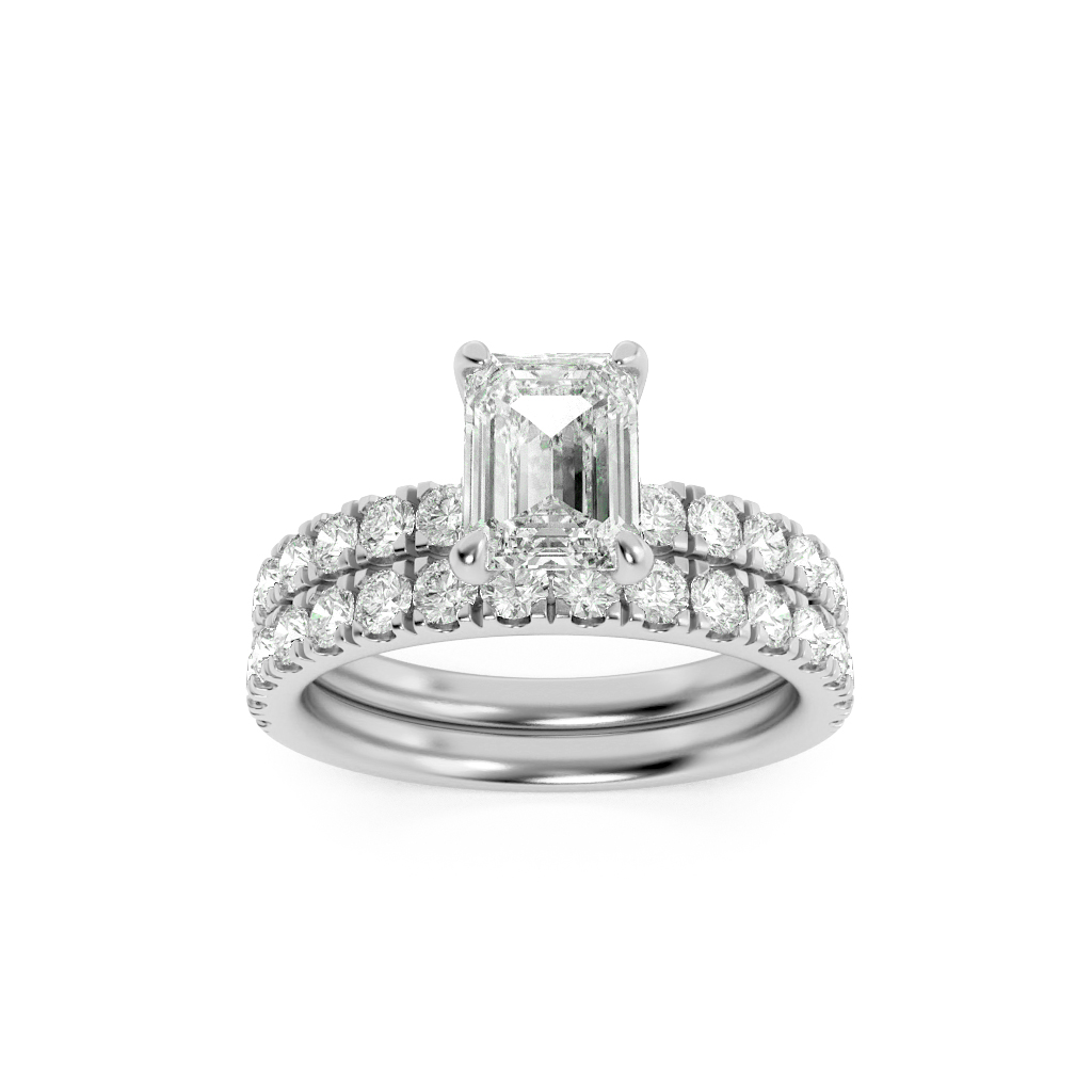 2.00 CT Emerald Diamond Ring in 14K White Gold