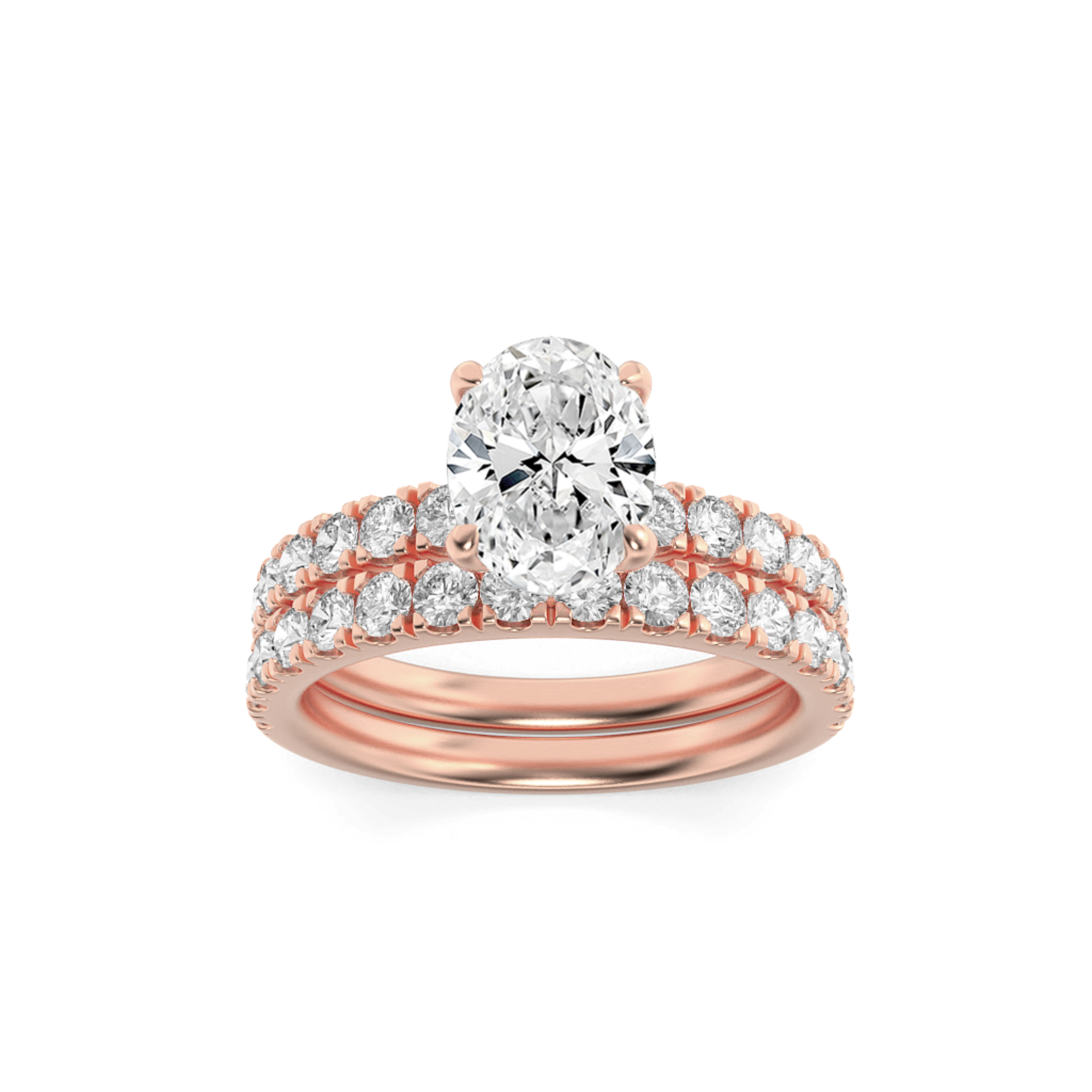 2.00 CT Oval Diamond Ring in 14K Rose Gold