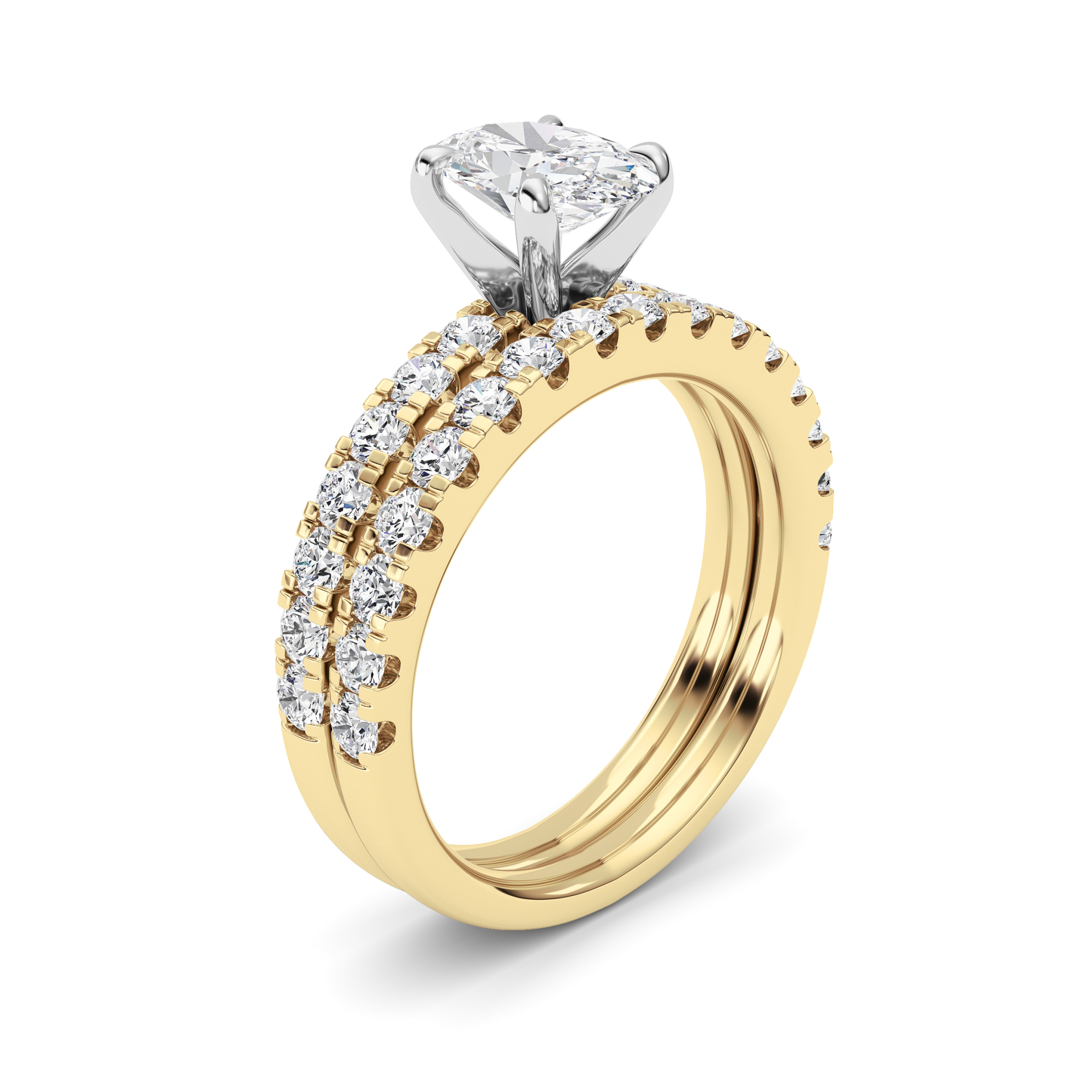 2.00 CT Oval Diamond Ring in 14K Yellow Gold|14K White Gold