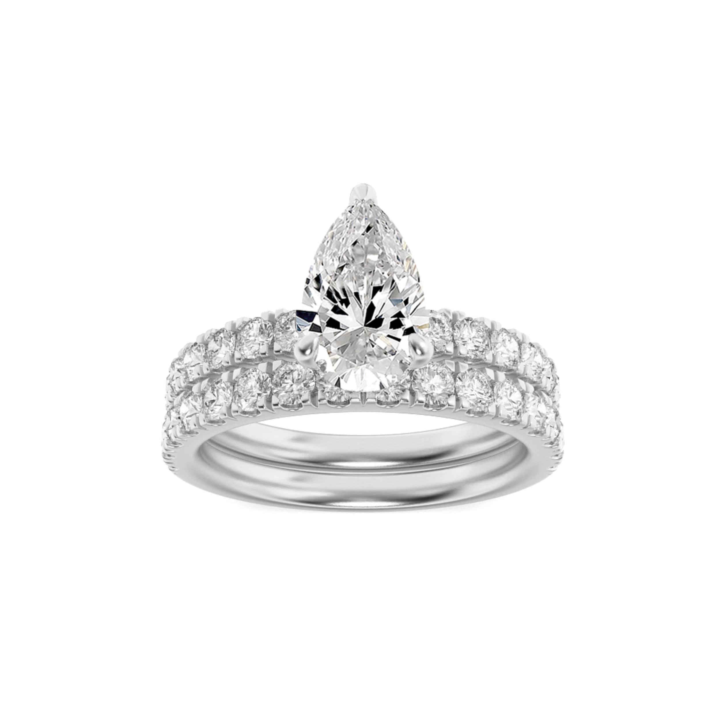 2.00 CT Pear Diamond Ring in 14K White Gold