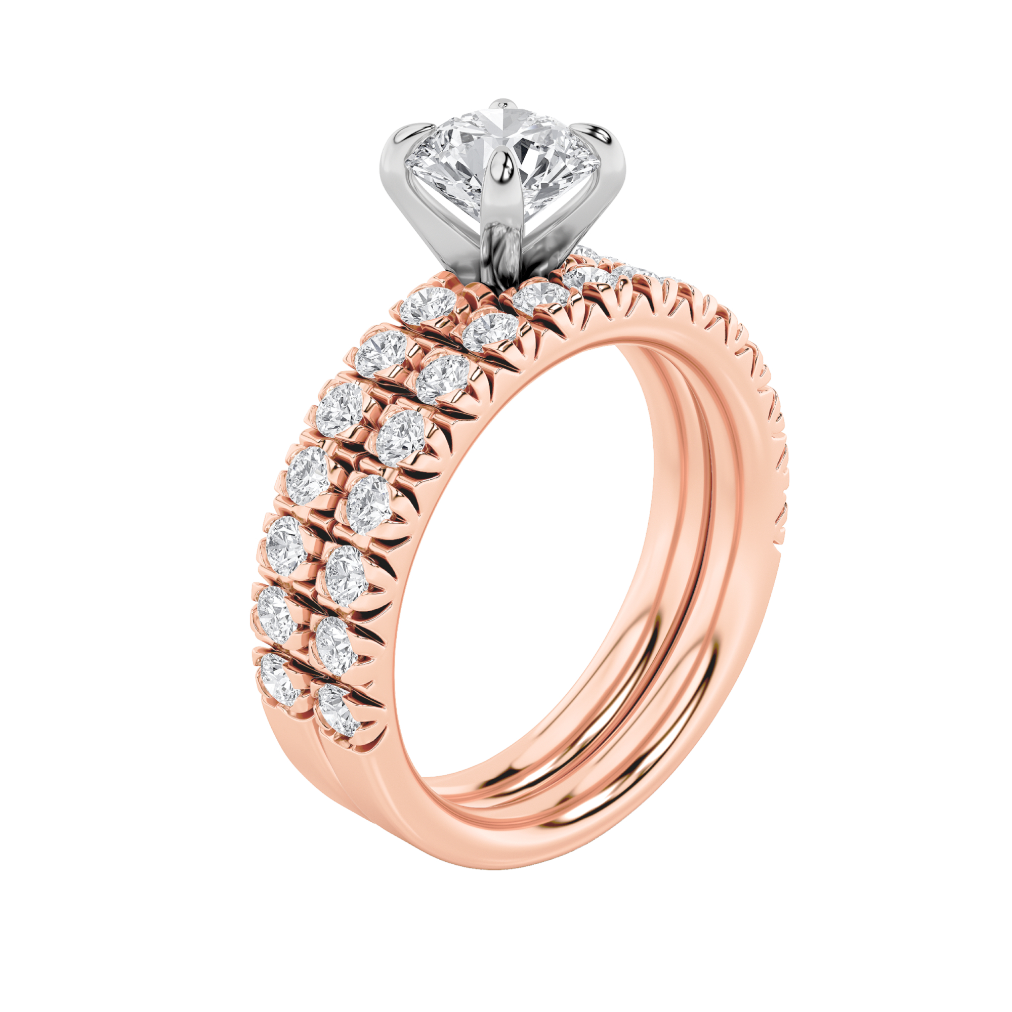 2.00 CT Round Diamond Ring in 14K Rose Gold|14K White Gold