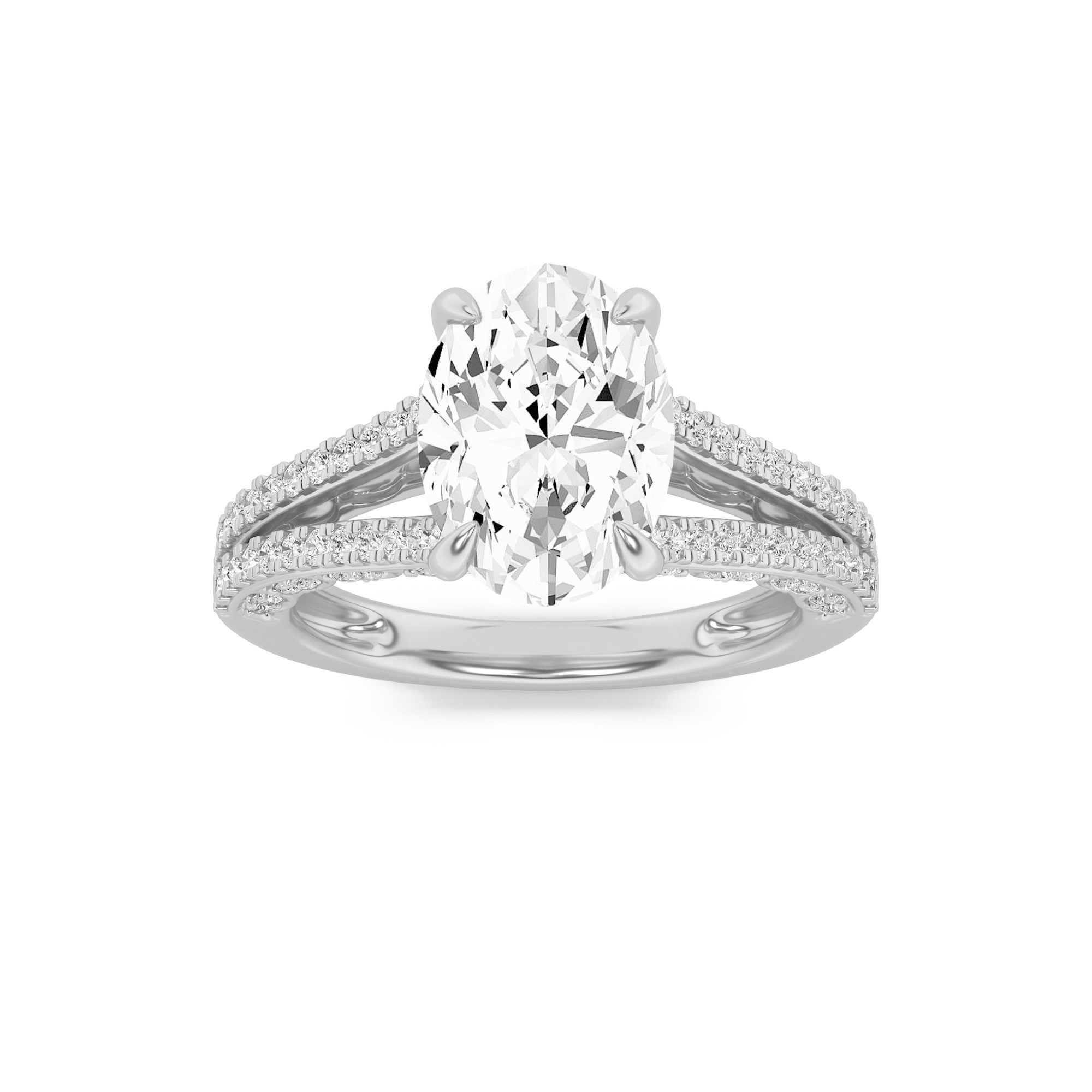 2.00 CT Oval Diamond Ring in 14K White Gold