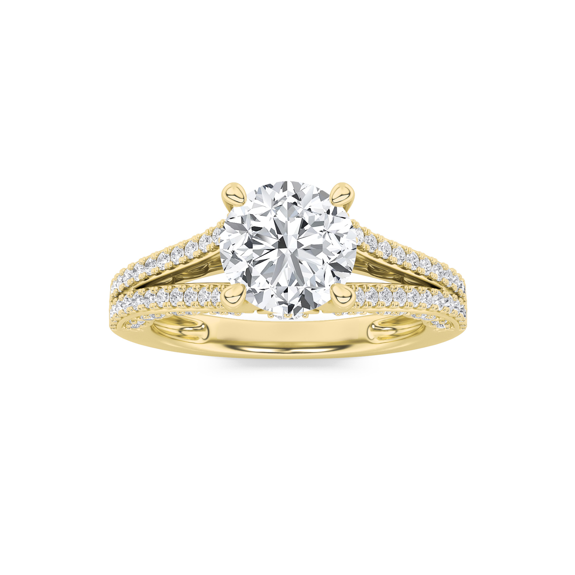 2.00 CT Round Diamond Ring in 14K Yellow Gold