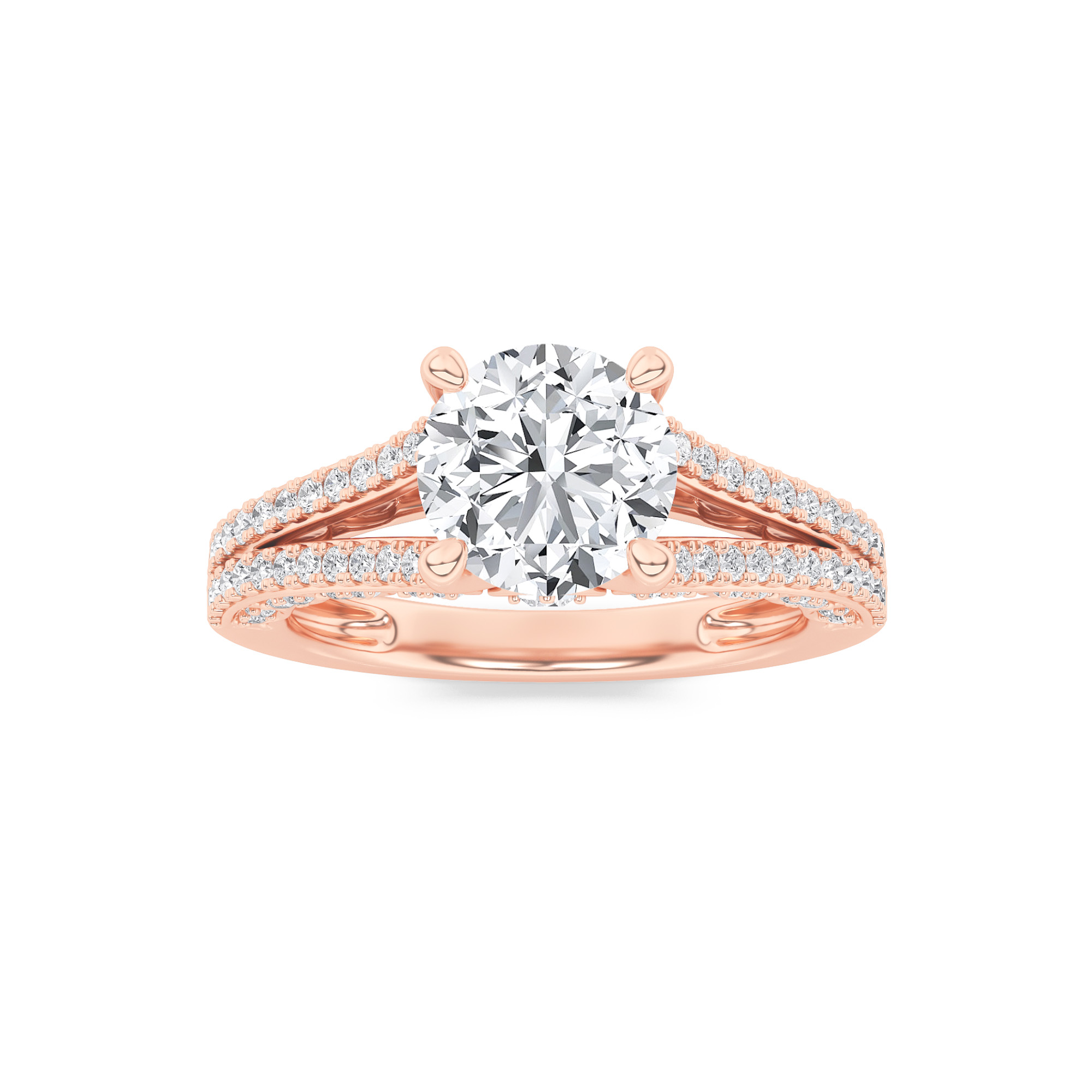 2.00 CT Round Diamond Ring in 14K Rose Gold