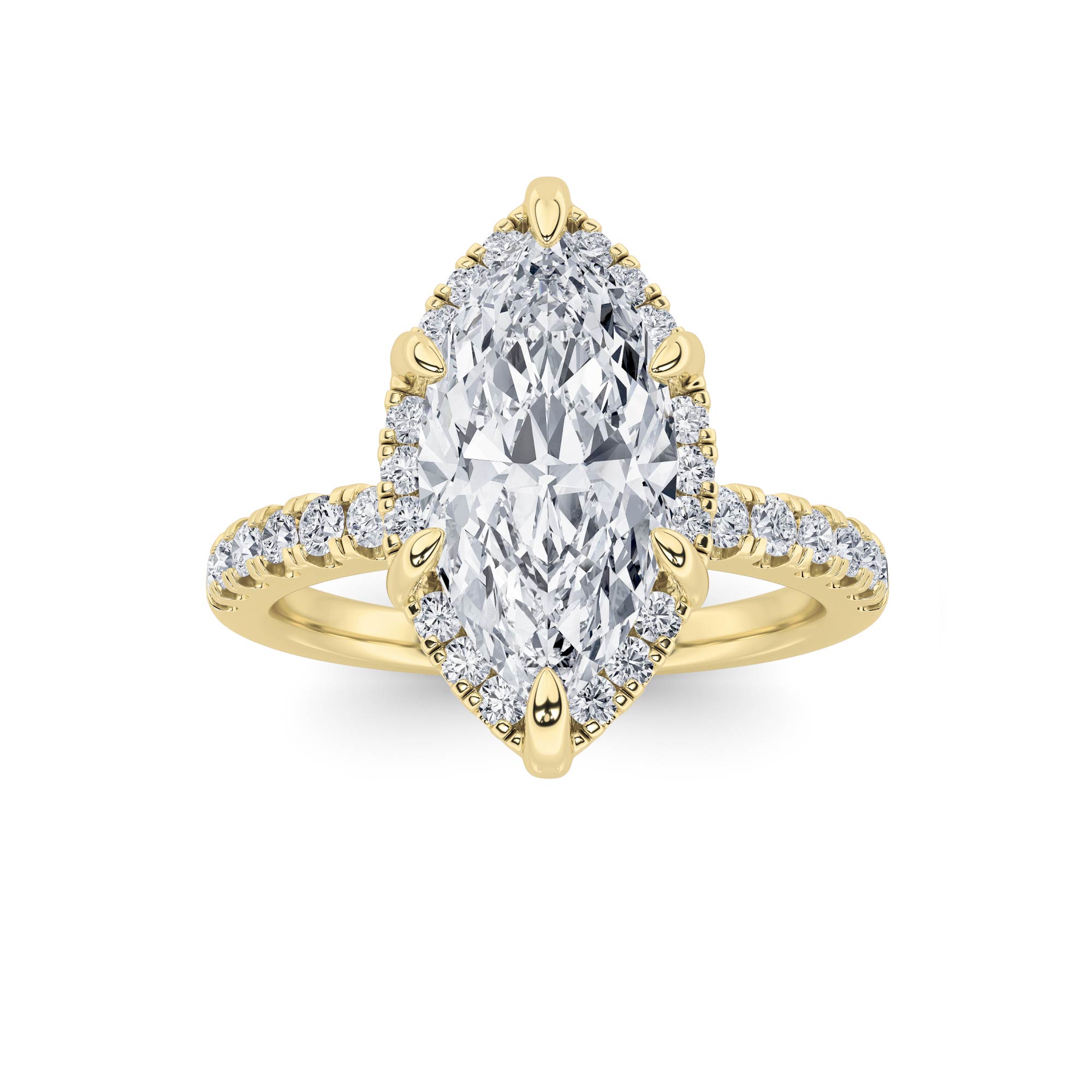 2.00 CT Marquise Diamond Ring in 14K Yellow Gold