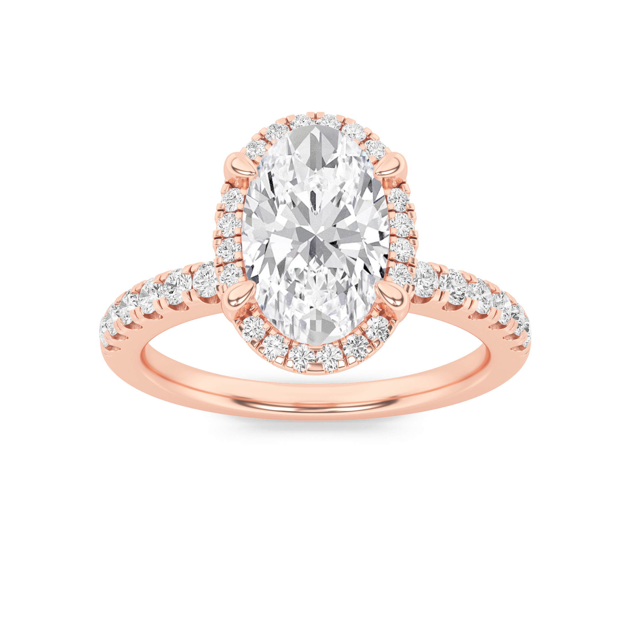 2.00 CT Oval Diamond Ring in 14K Rose Gold