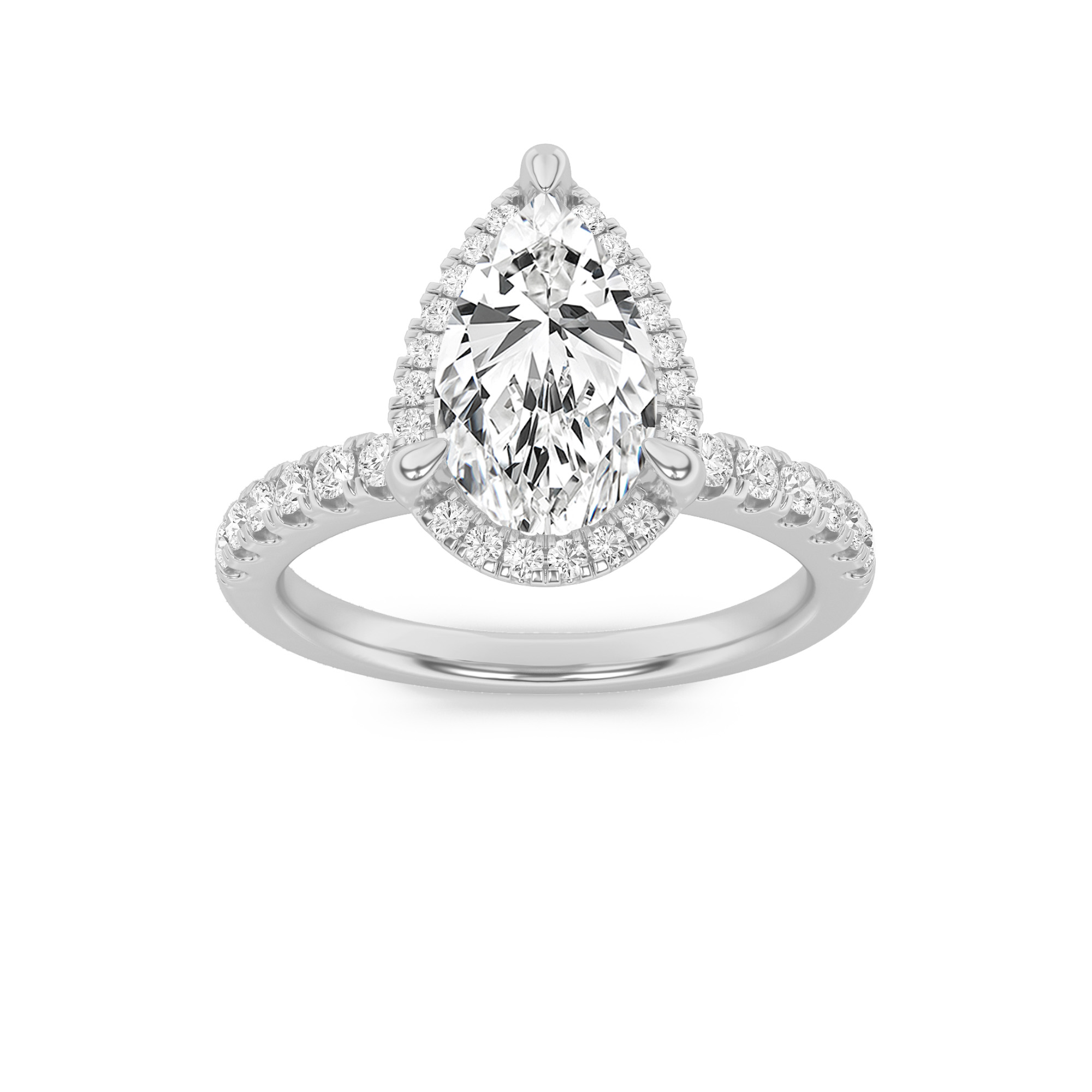 2.00 CT Pear Diamond Ring in 14K White Gold