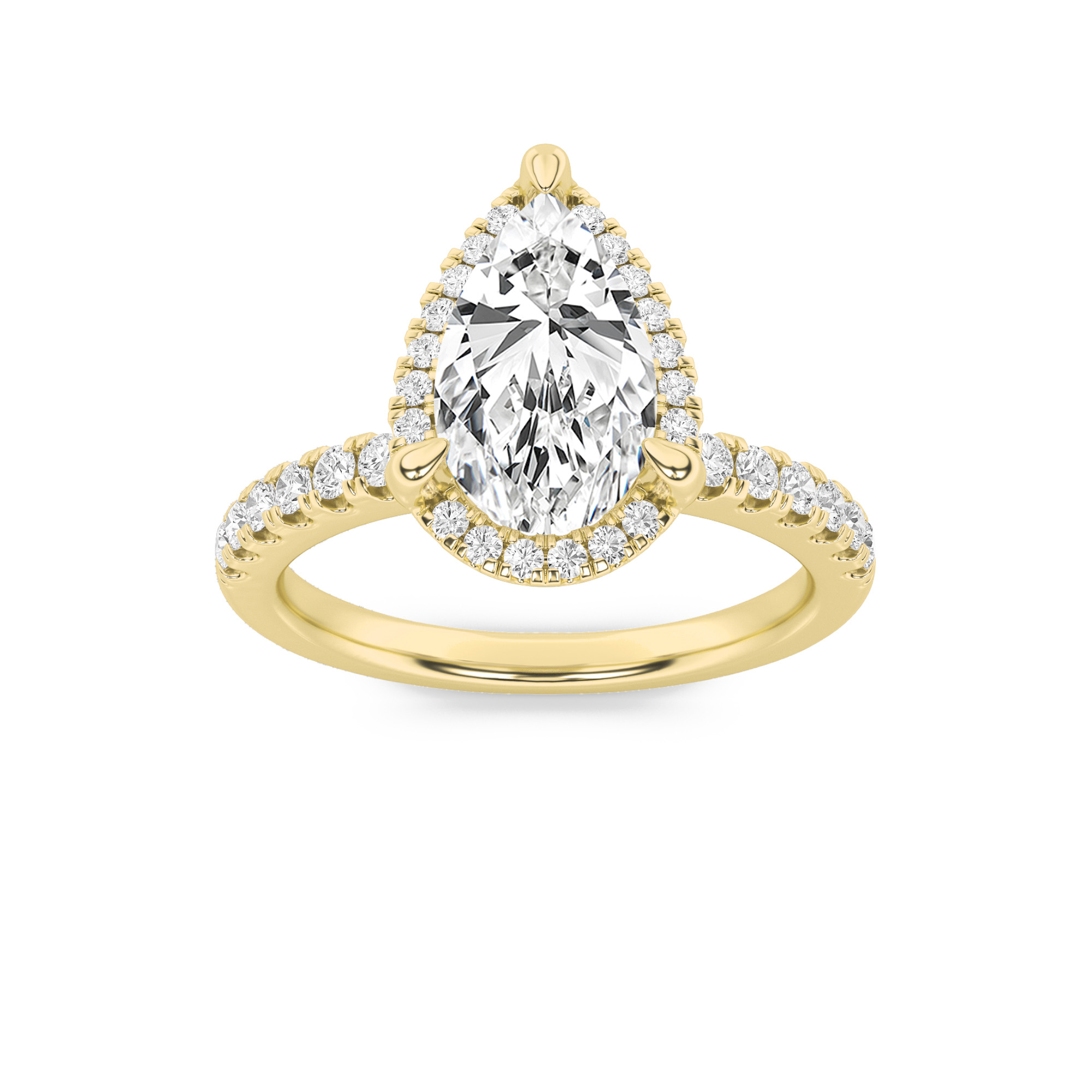 2.00 CT Pear Diamond Ring in 14K Yellow Gold