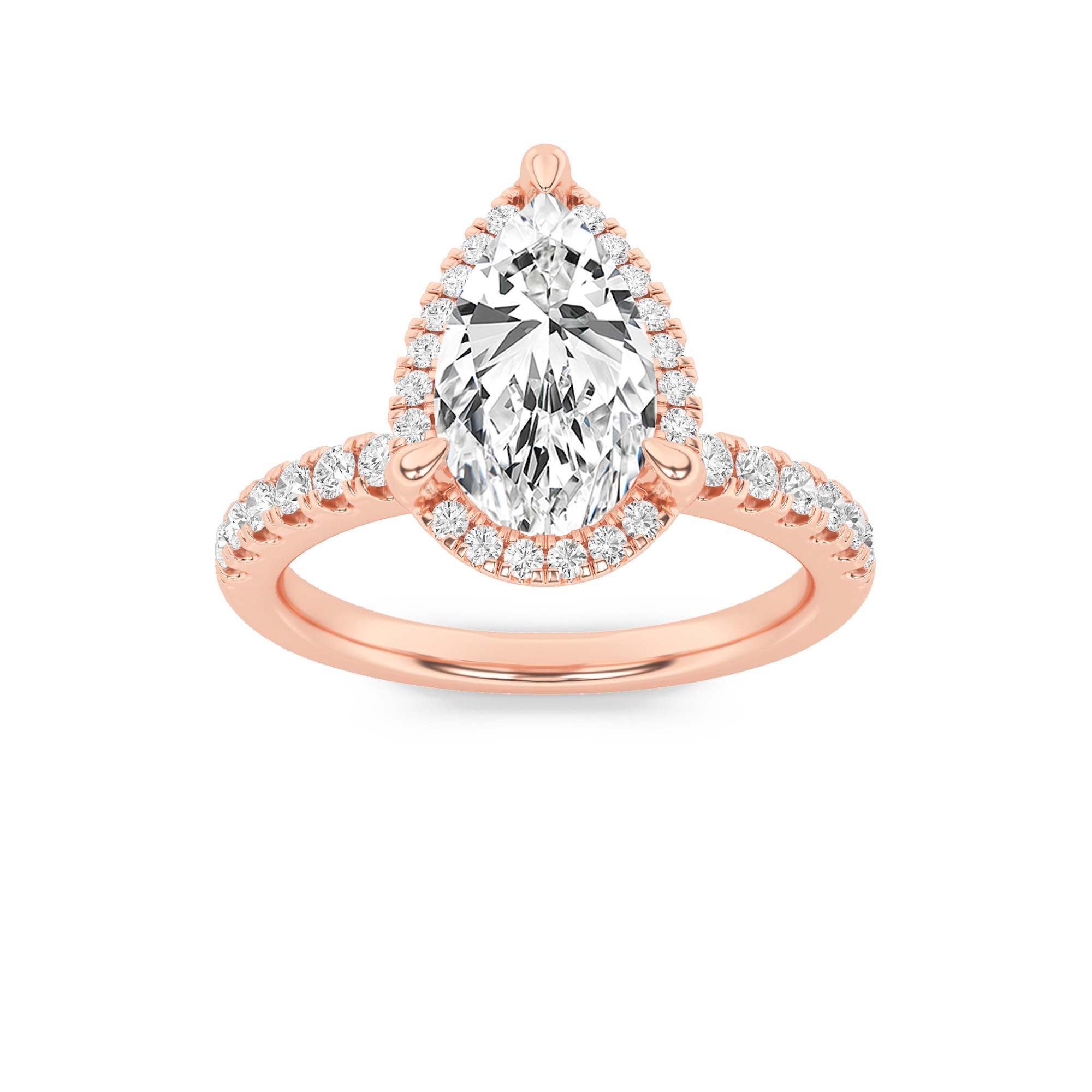 2.00 CT Pear Diamond Ring in 14K Rose Gold