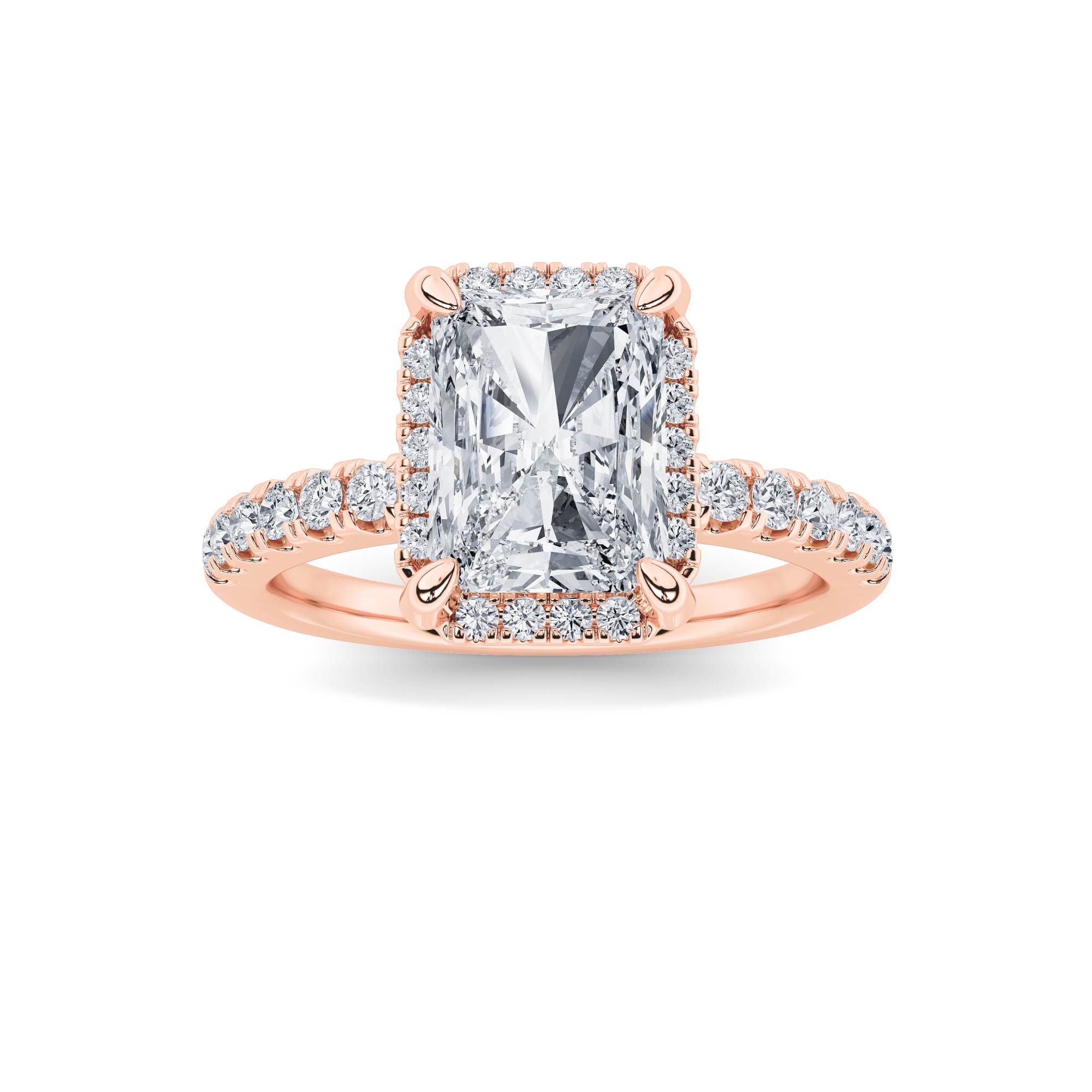 2.00 CT Radiant Diamond Ring in 14K Rose Gold