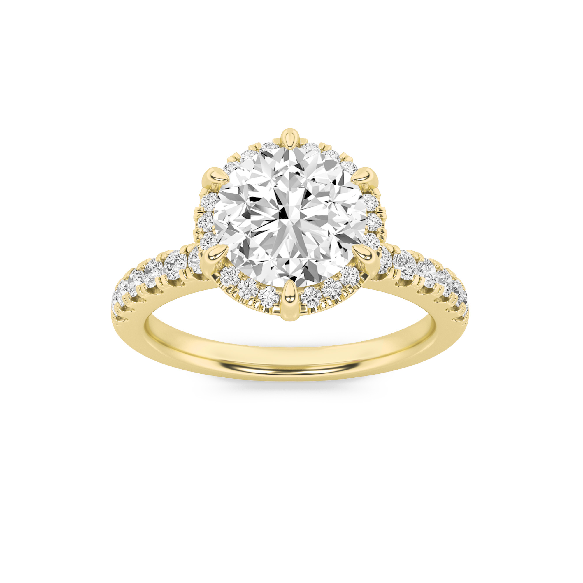 2.00 CT Round Diamond Ring in 14K Yellow Gold