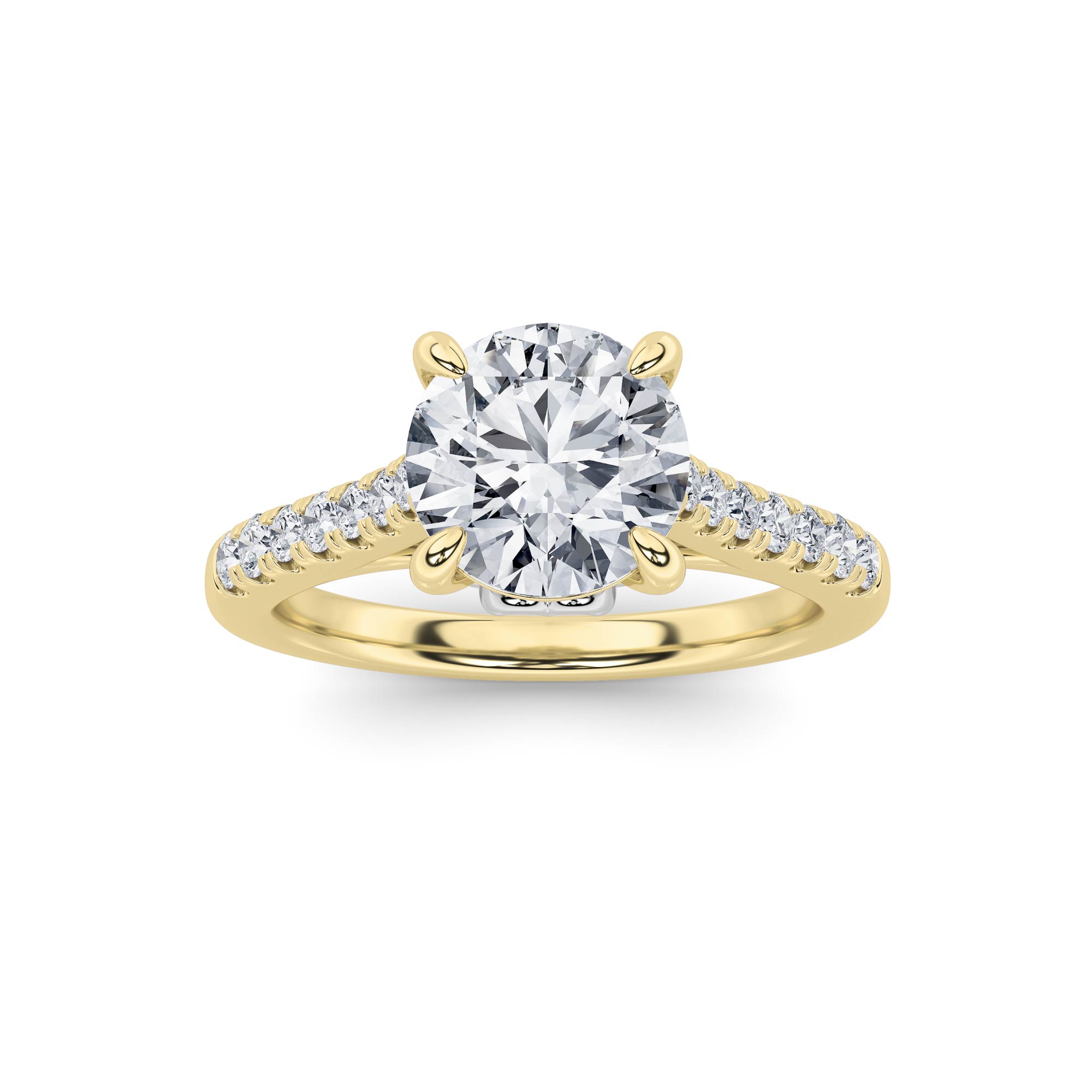 2.50 CT Round Diamond Ring in 14K Yellow Gold|14K White Gold