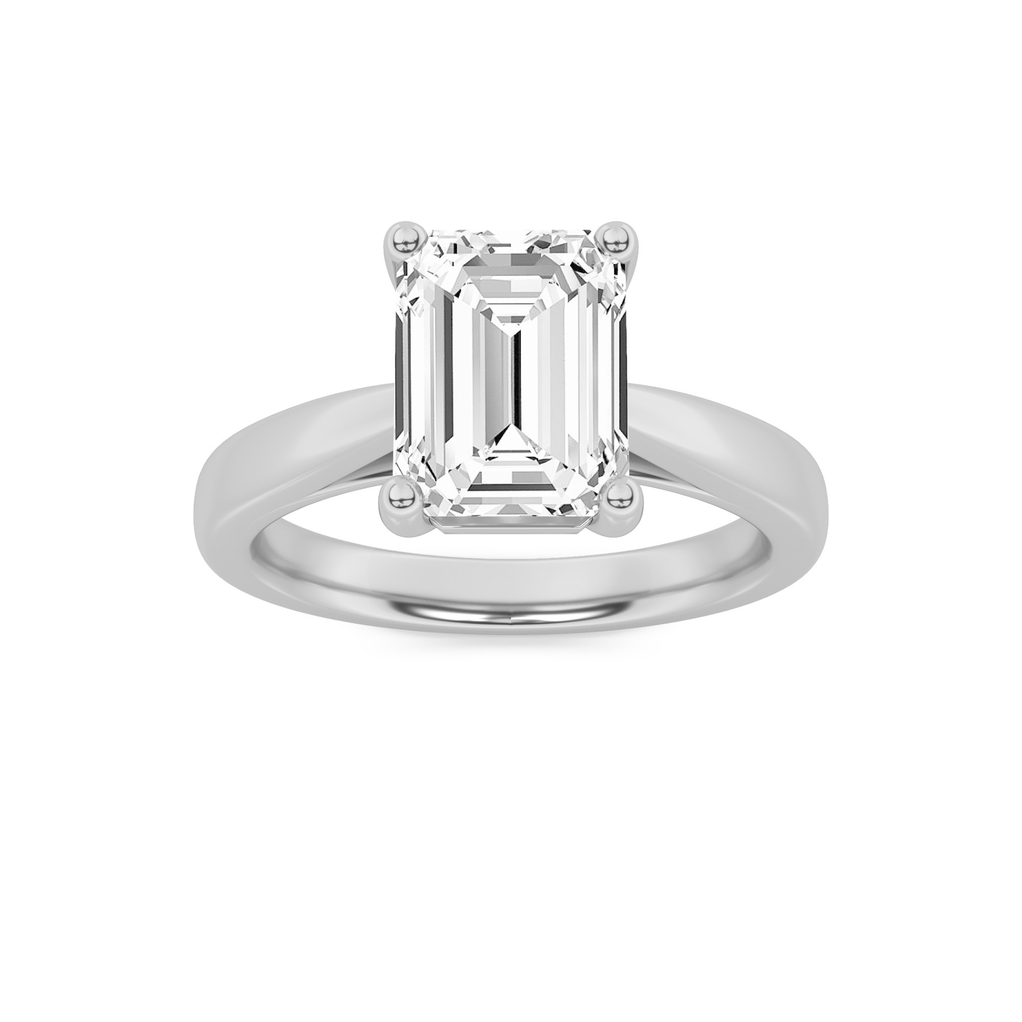 2.00 CT Emerald Diamond Ring in 14K White Gold