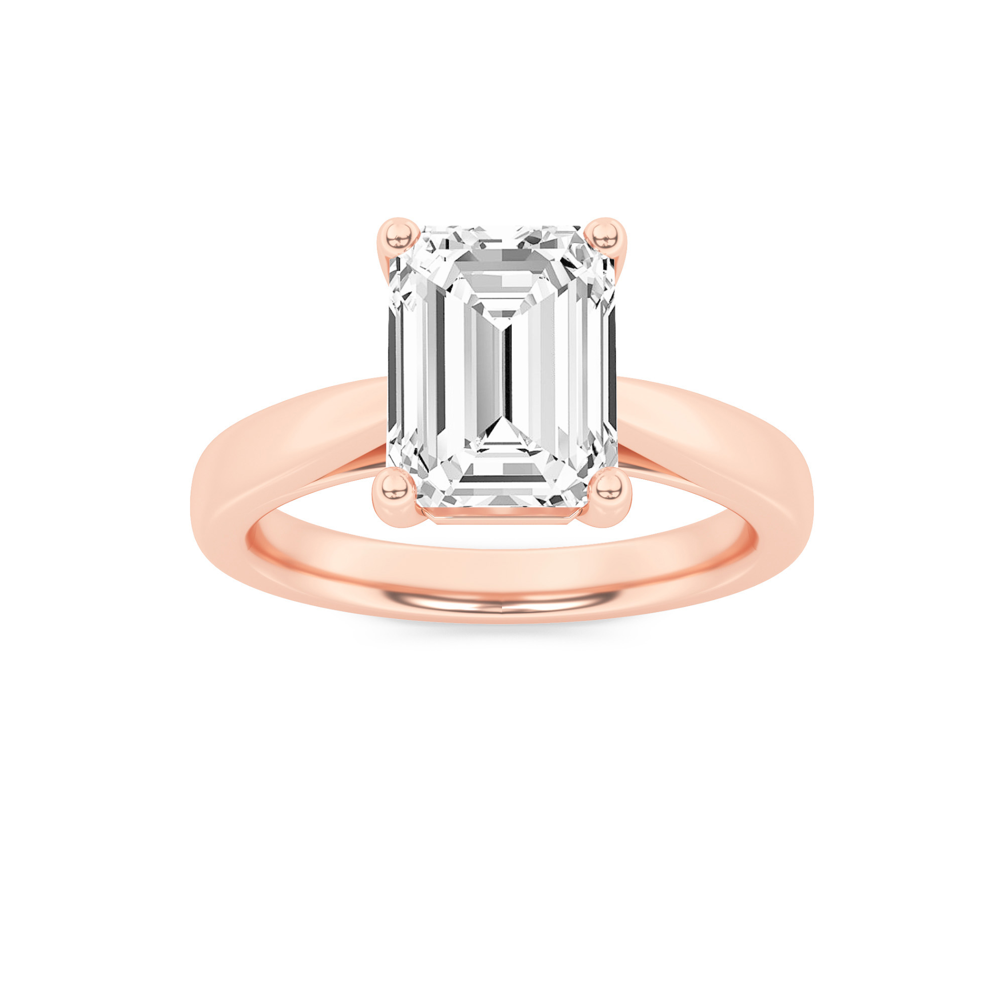 2.00 CT Emerald Diamond Ring in 14K Rose Gold
