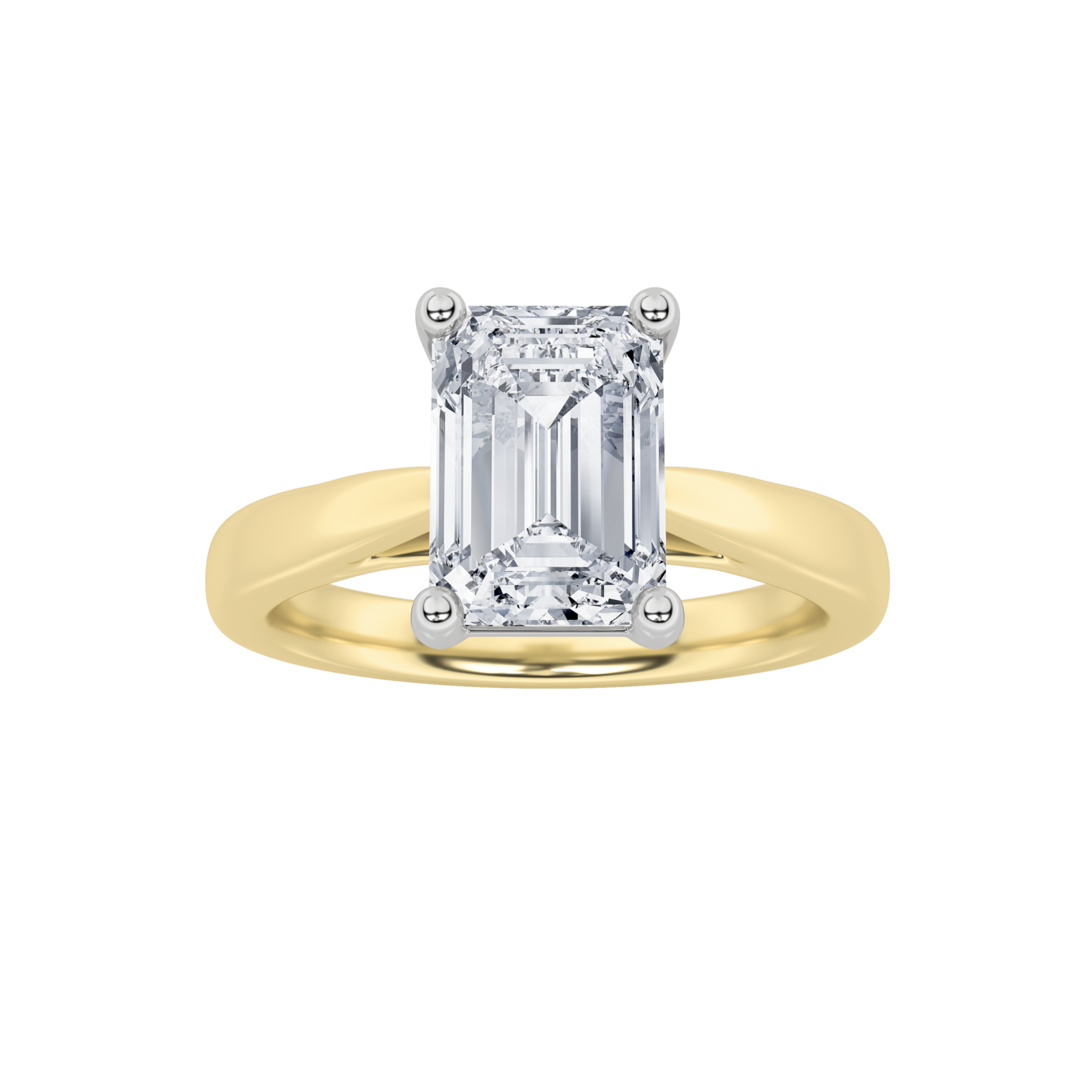 2.00 CT Emerald Diamond Ring in 14K Yellow Gold|14K White Gold