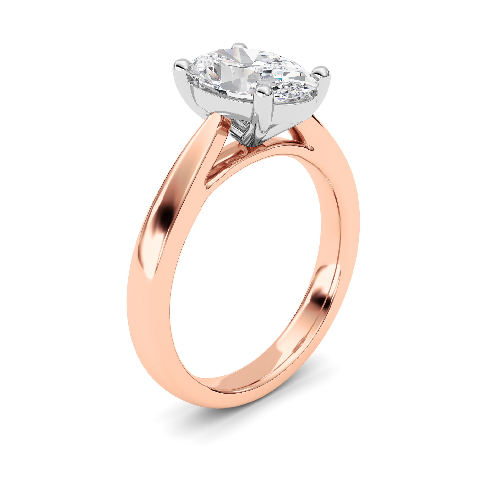 2.00 CT Oval Diamond Ring in 14K Rose Gold|14K White Gold