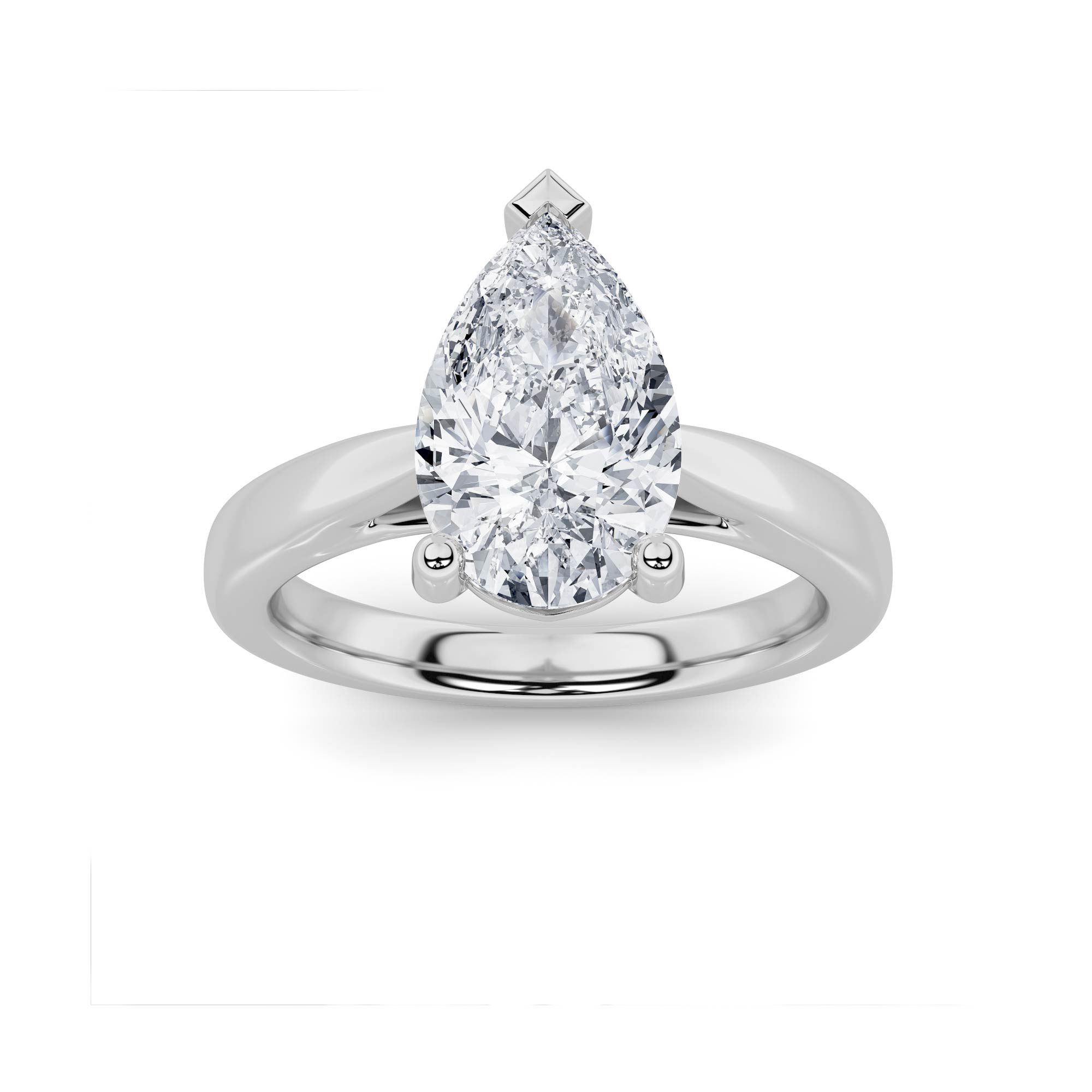 2.00 CT Pear Diamond Ring in 14K White Gold