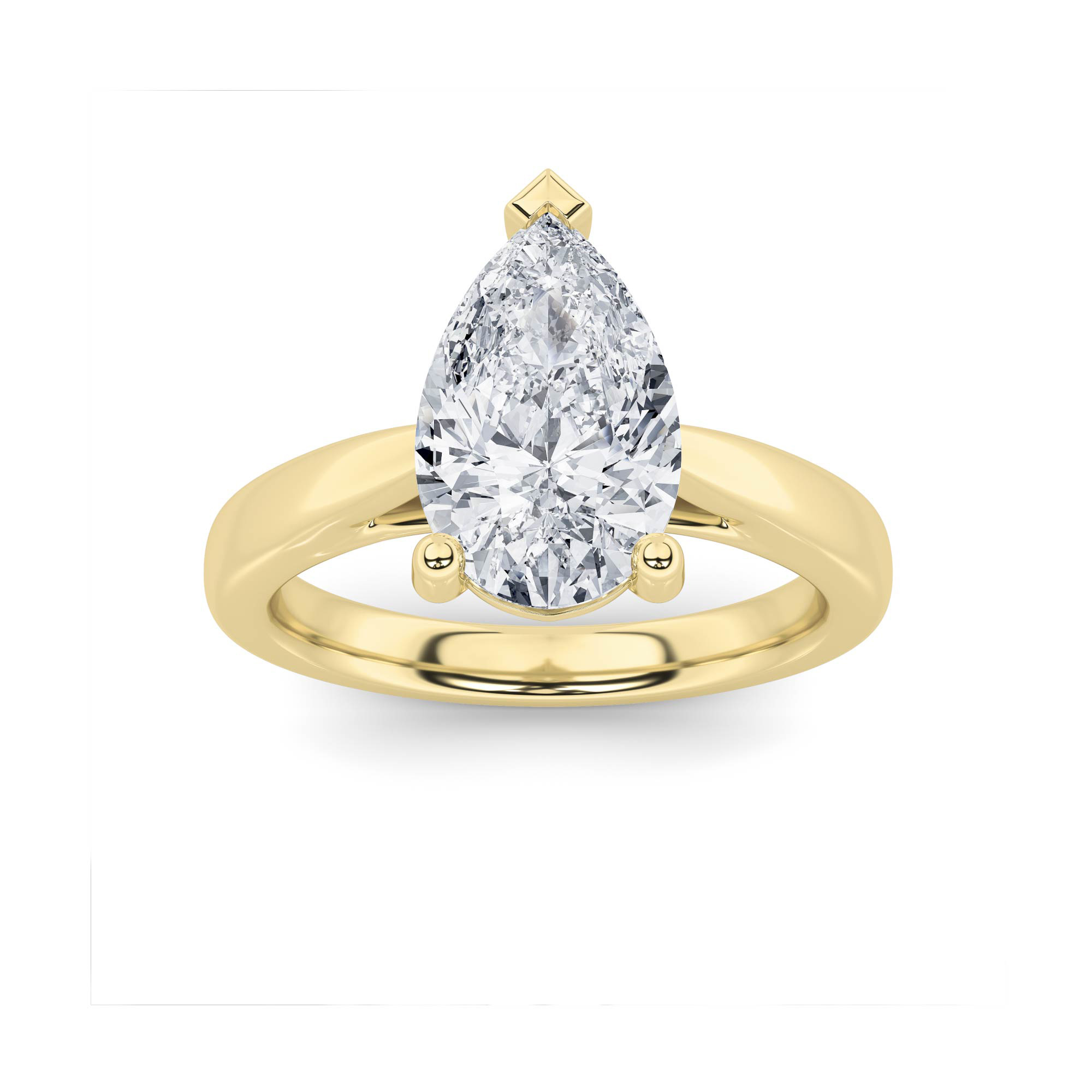 2.00 CT Pear Diamond Ring in 14K Yellow Gold