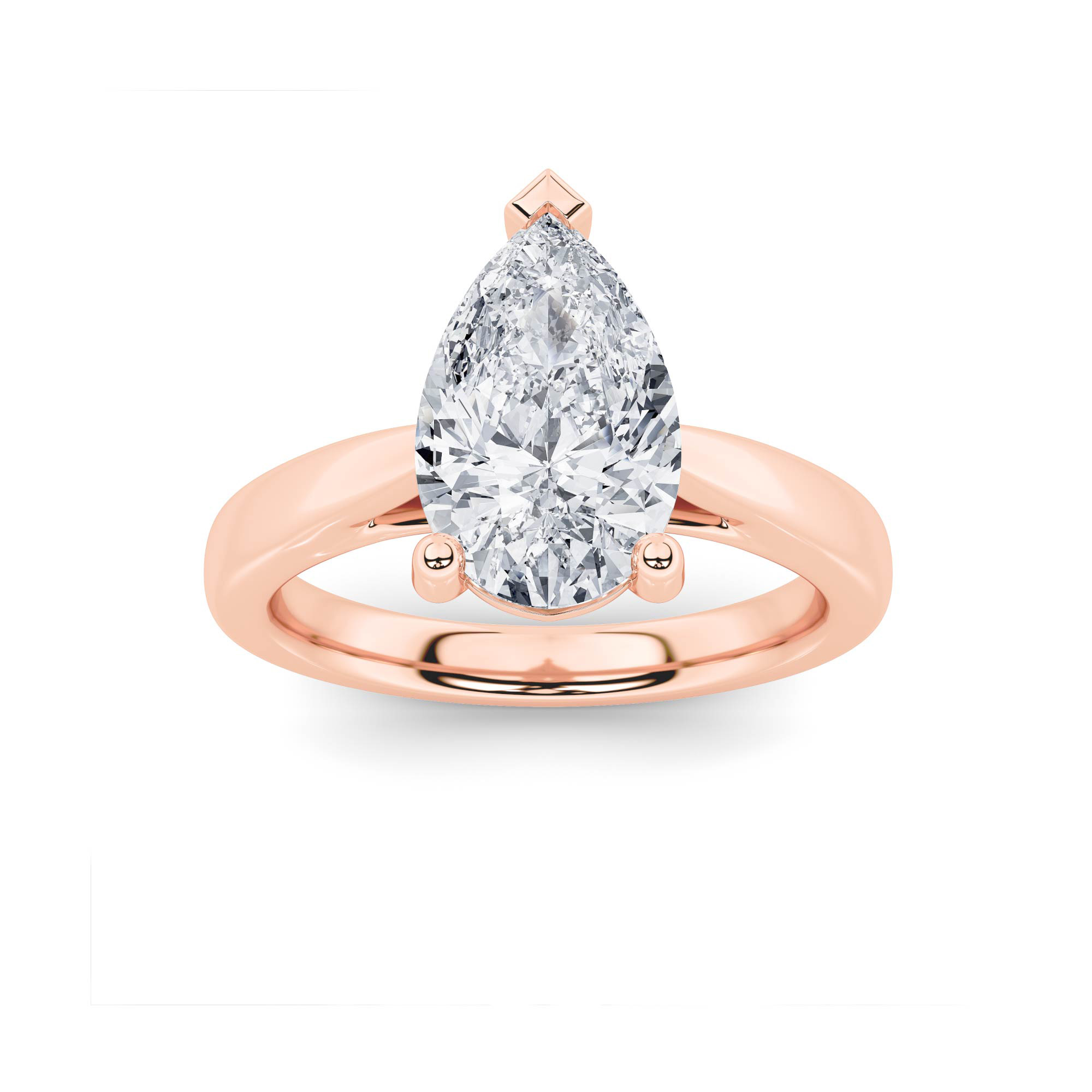 2.00 CT Pear Diamond Ring in 14K Rose Gold