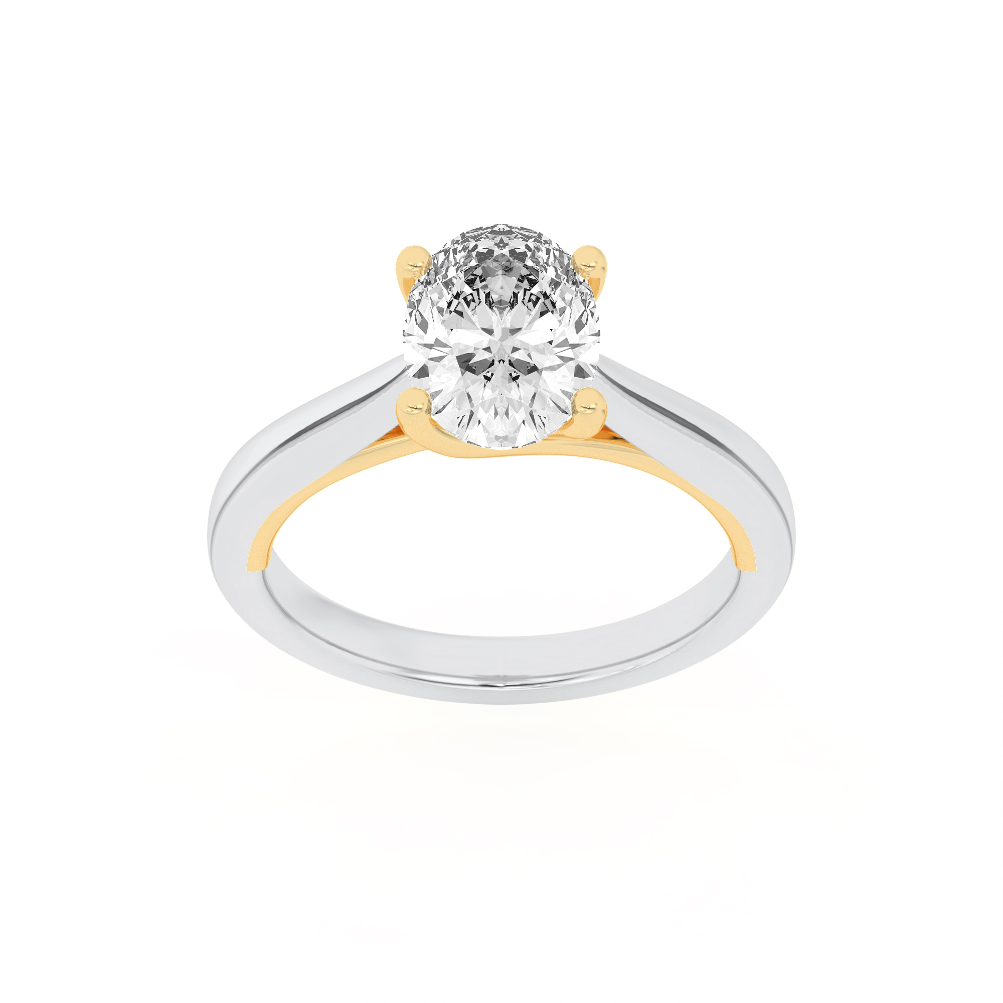 1.00 CT Oval Diamond Ring in 14K White Gold|14K Yellow Gold