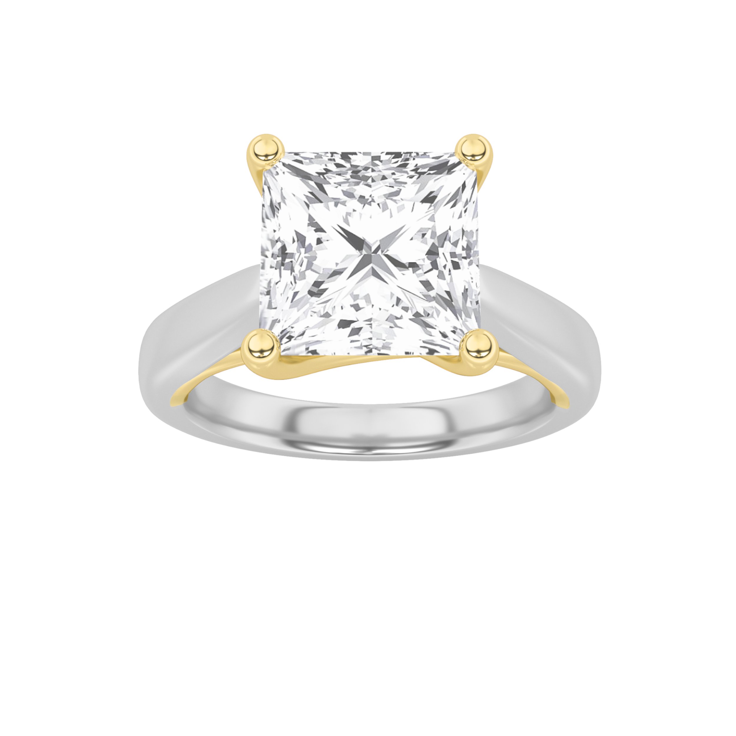 1.00 CT Princess Diamond Ring in 14K White Gold|14K Yellow Gold