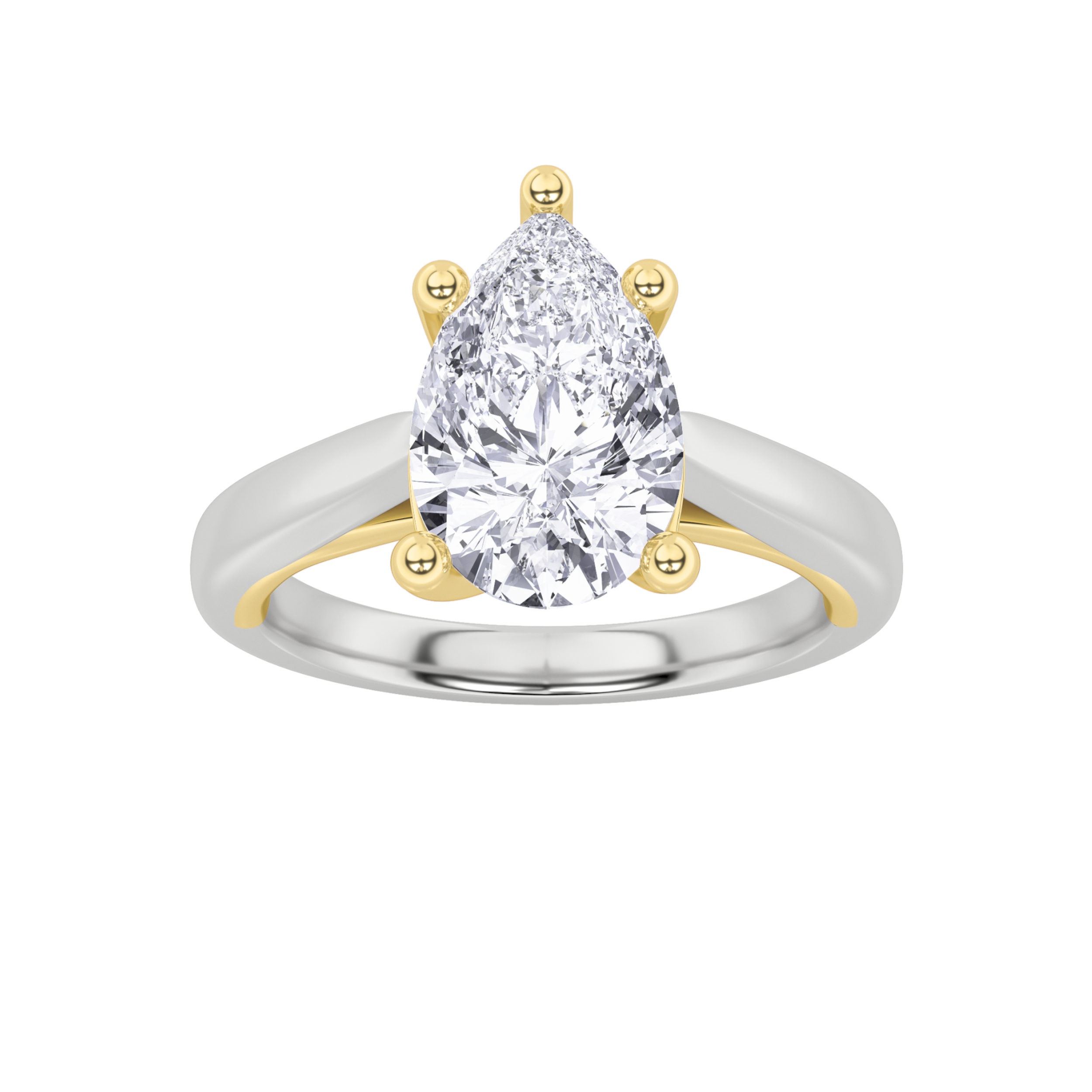 1.00 CT Pear Diamond Ring in 14K White Gold|14K Yellow Gold