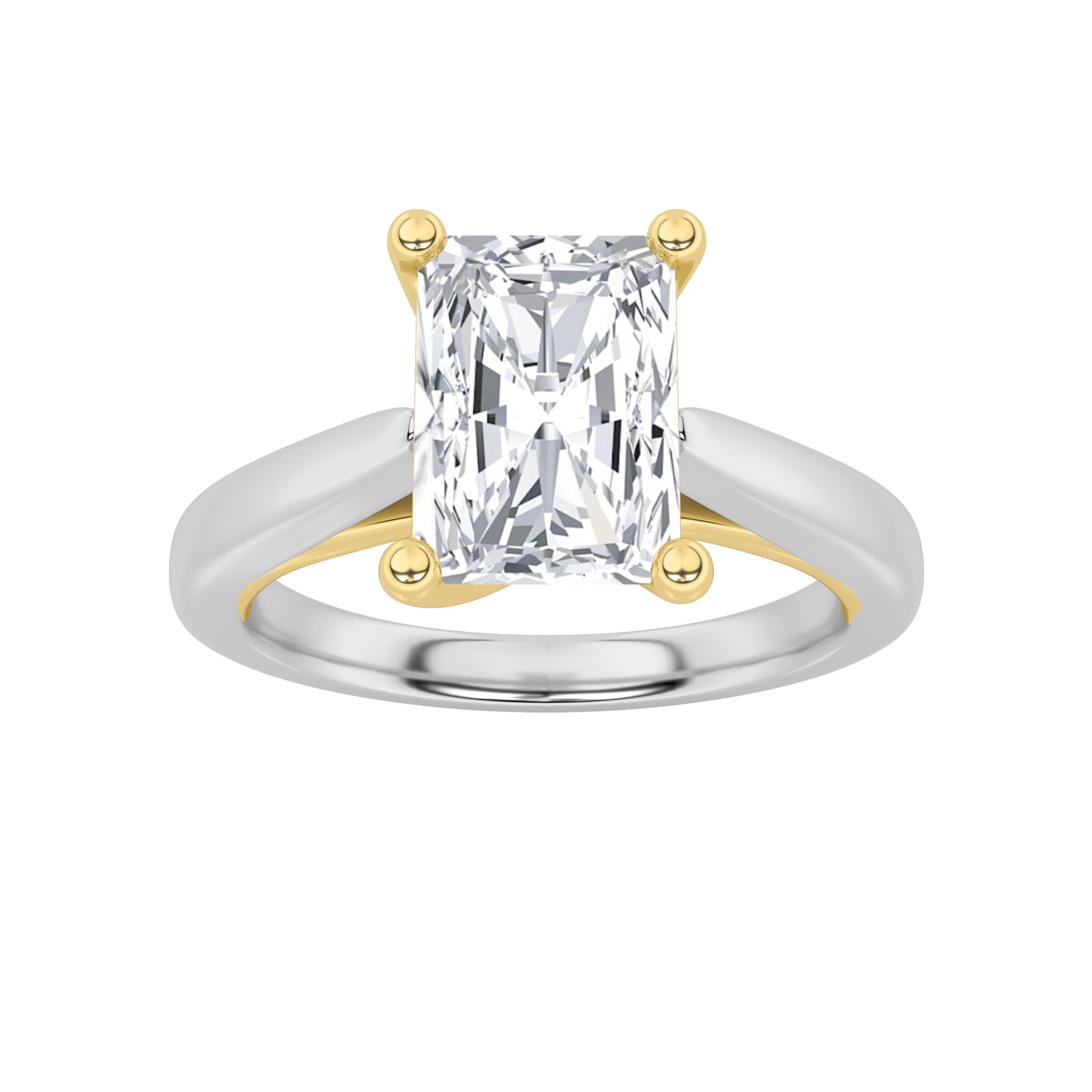 2.00 CT Radiant Diamond Ring in 14K White Gold|14K Yellow Gold