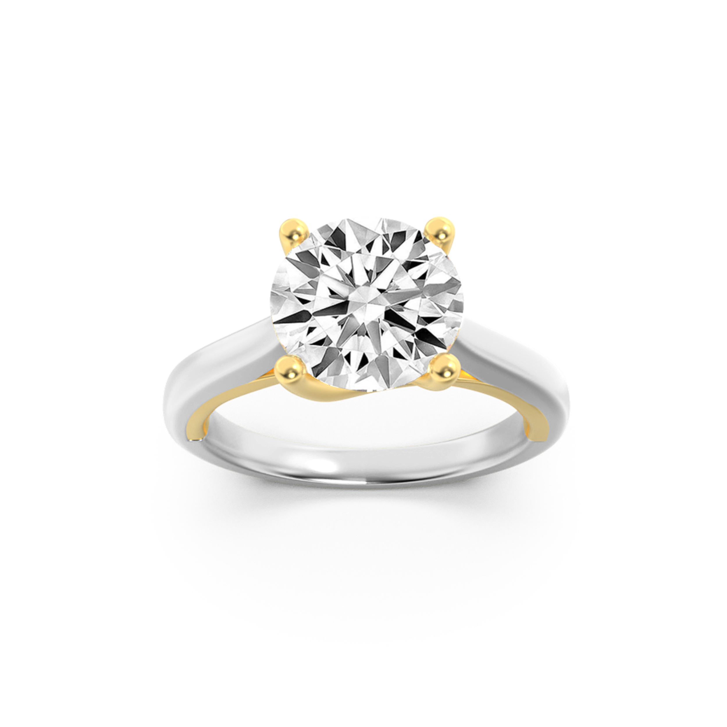 2.50 CT Round Diamond Ring in 14K White Gold|14K Yellow Gold