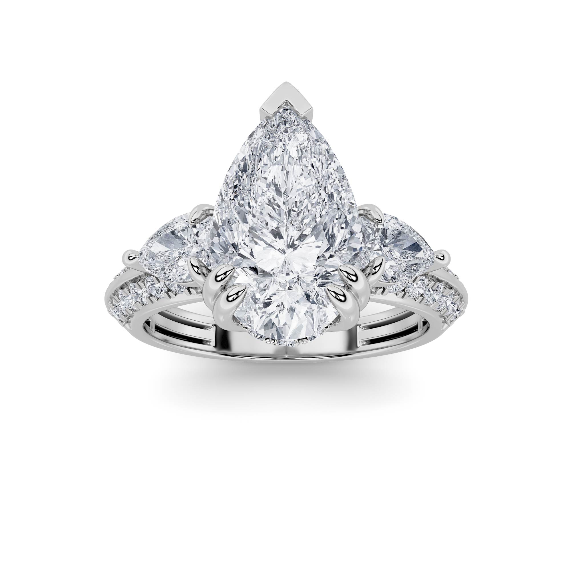 3.50 CT Pear Diamond Ring in 14K White Gold