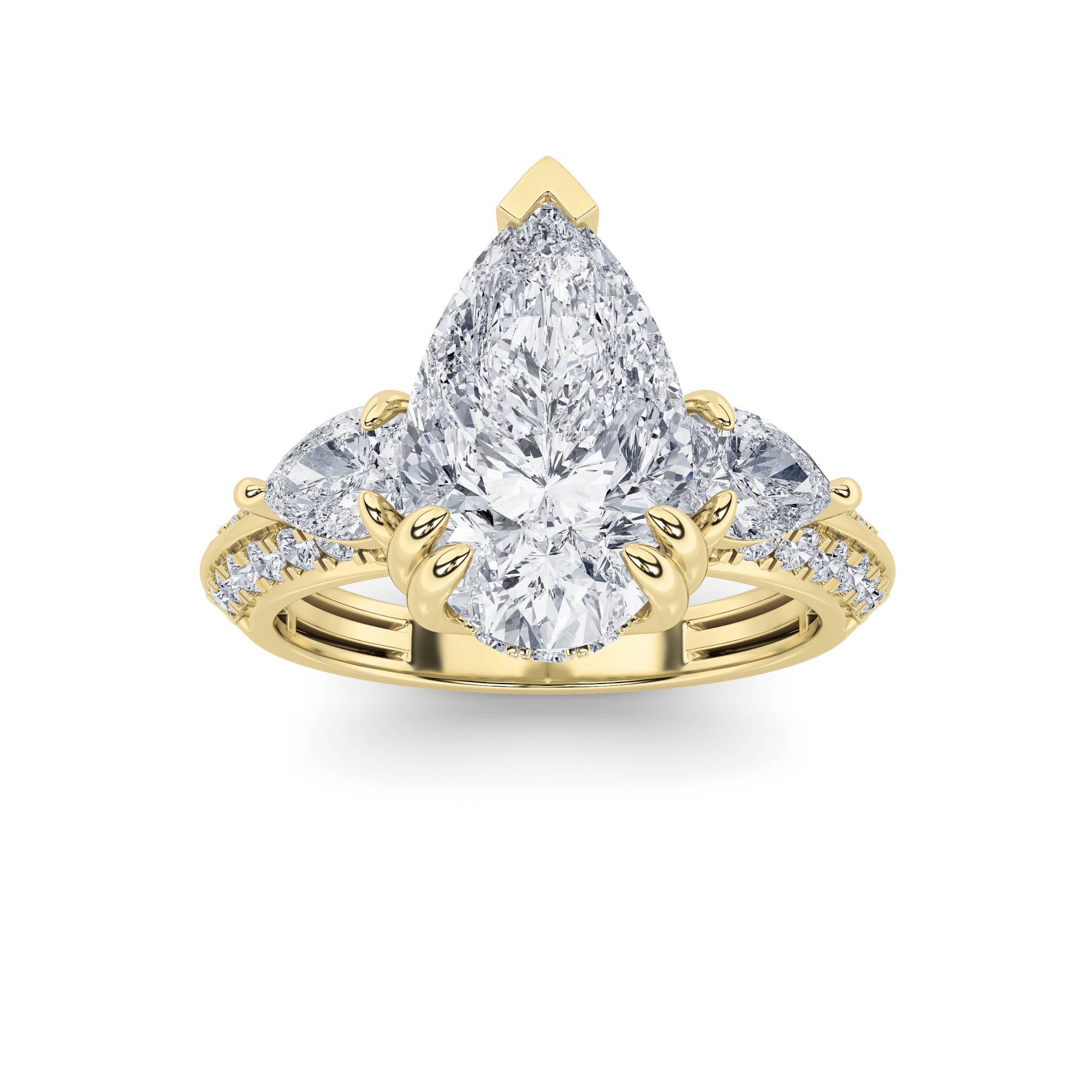 3.50 CT Pear Diamond Ring in 14K Yellow Gold