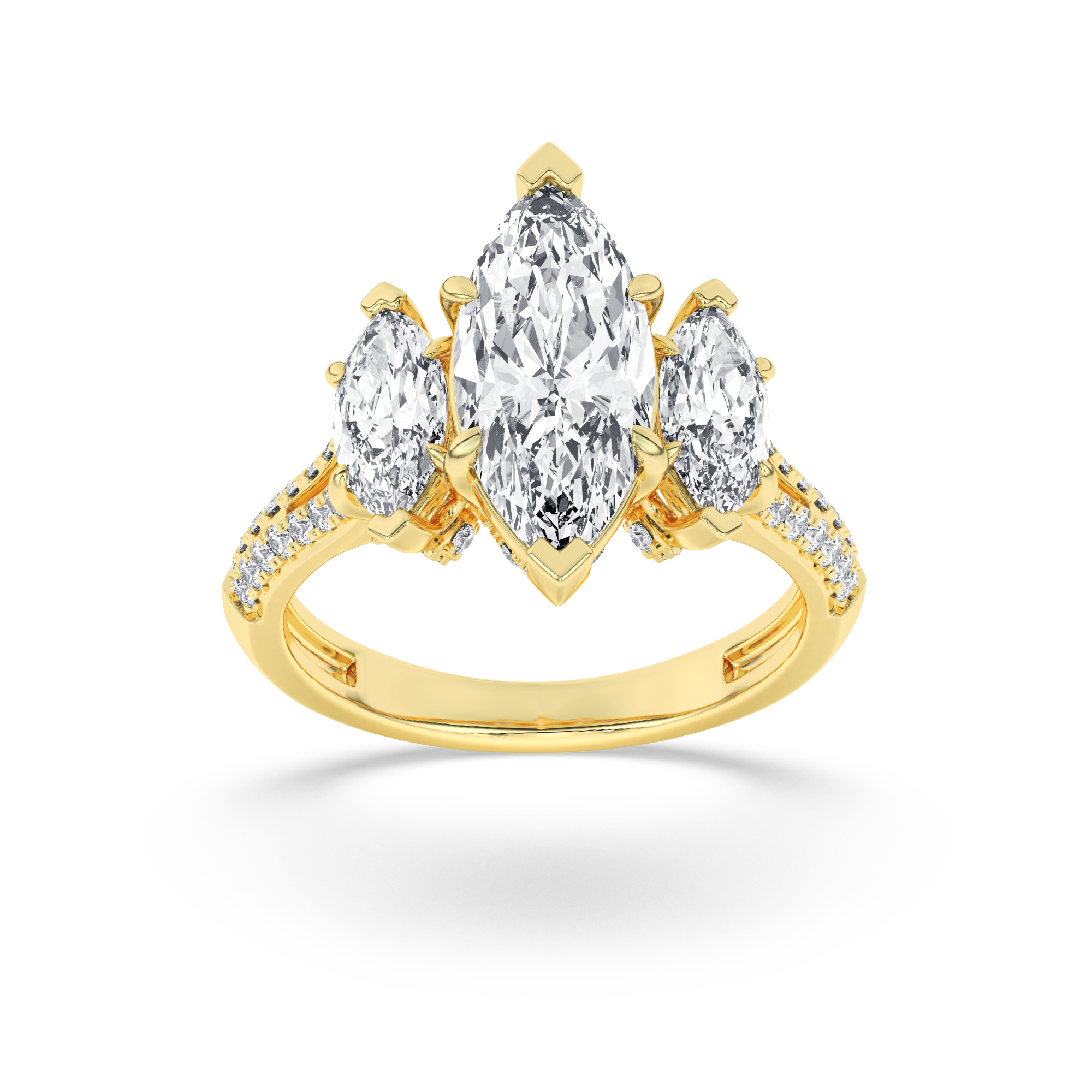 4.00 CT Marquise Diamond Ring in 14K Yellow Gold