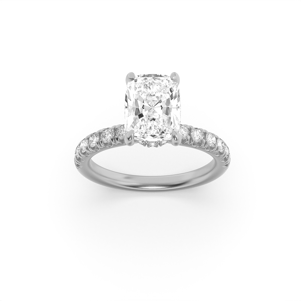 2.00 CT Cushion Diamond Ring in 14K White Gold