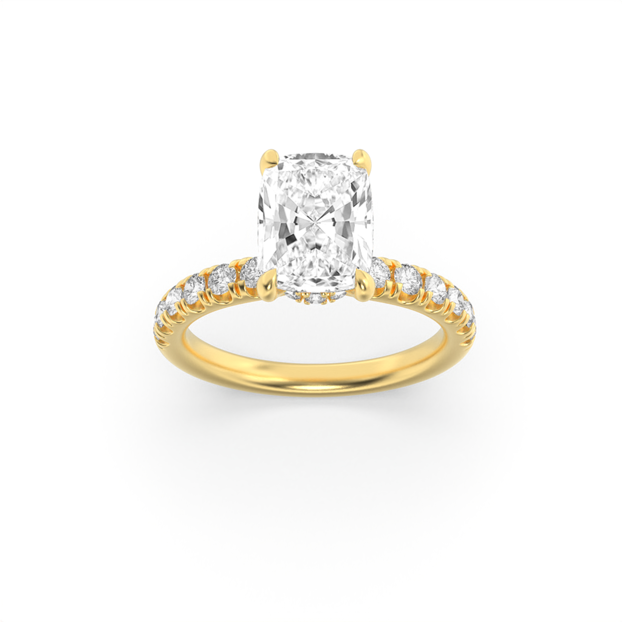 2.00 CT Cushion Diamond Ring in 14K Yellow Gold